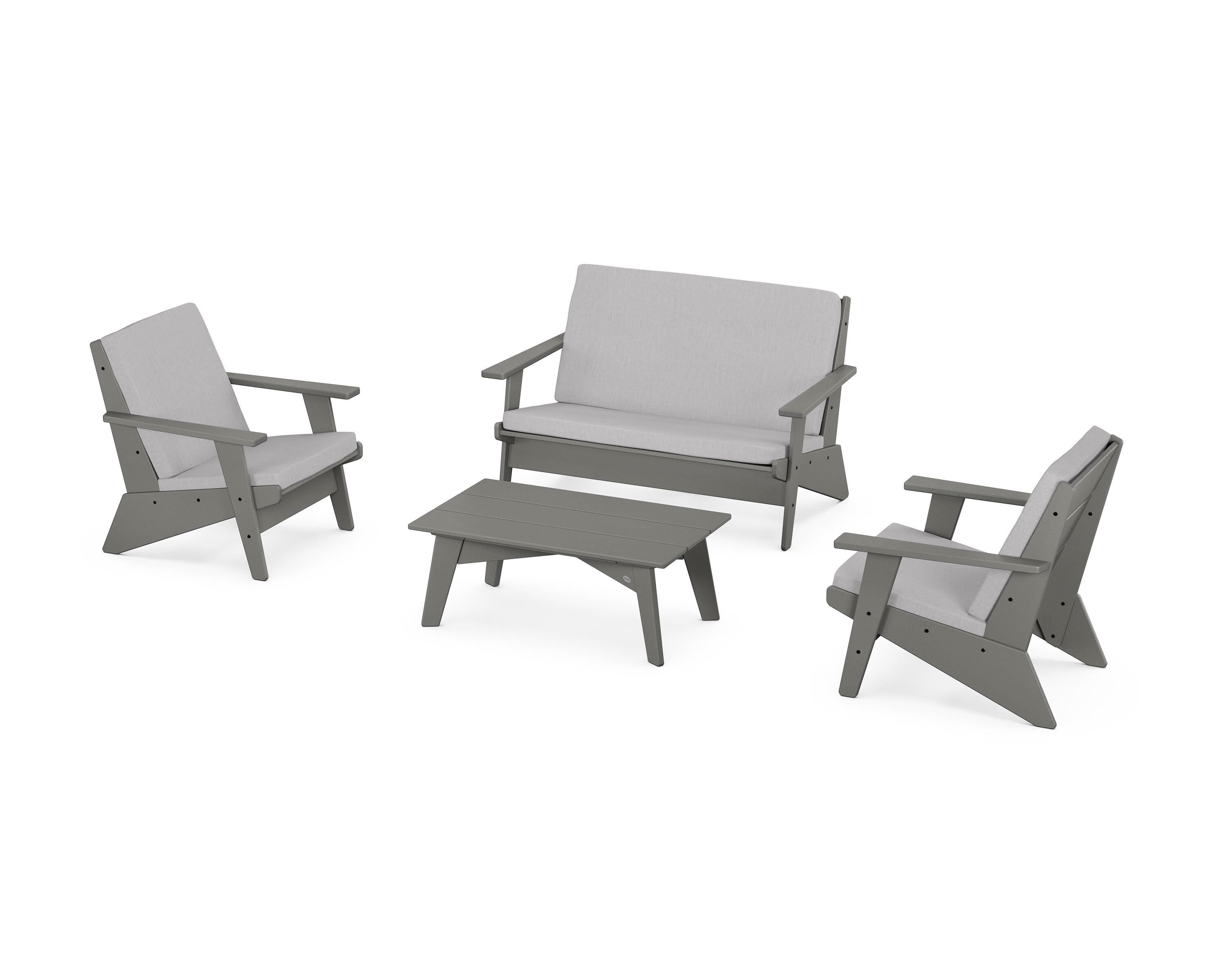 POLYWOOD® Riviera Modern Lounge 4-Piece Set in Slate Grey / Granite