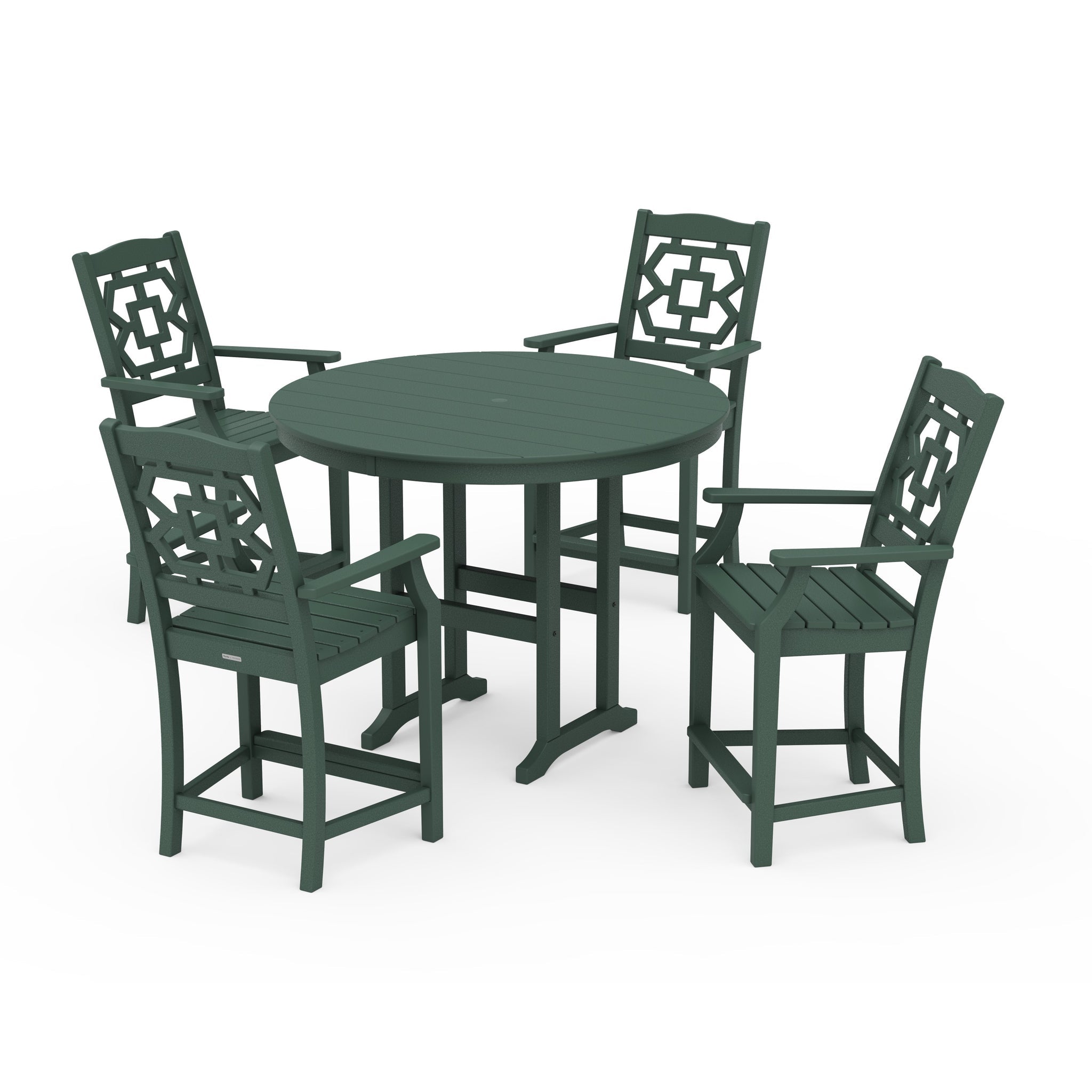 Chinoiserie 5-Piece Round Farmhouse Counter Set