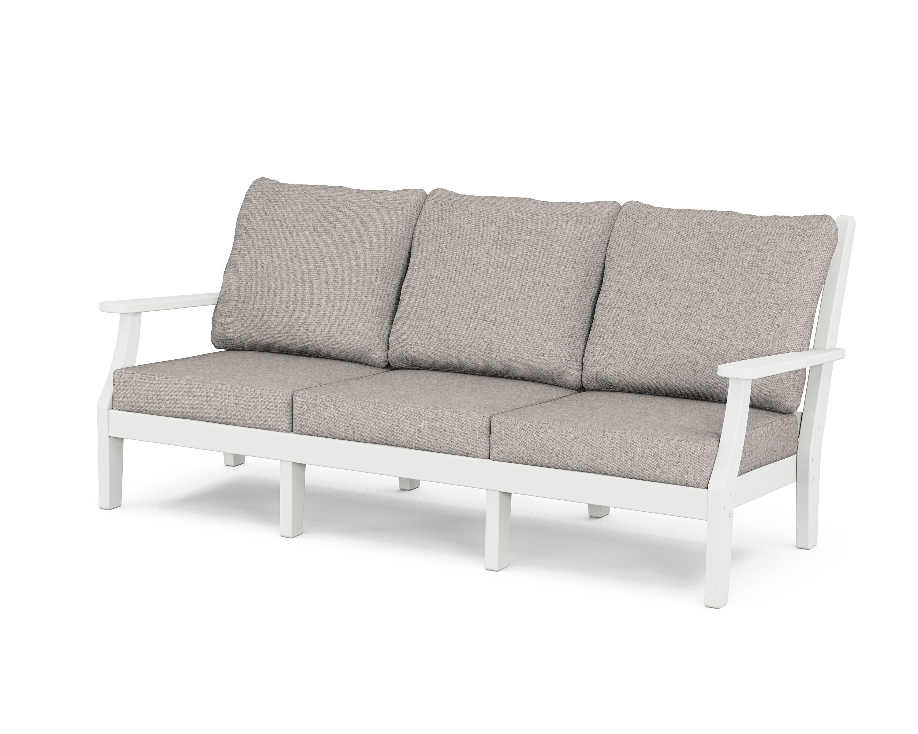 Country Living Wovendale Deep Seating Sofa in White / Weathered Tweed
