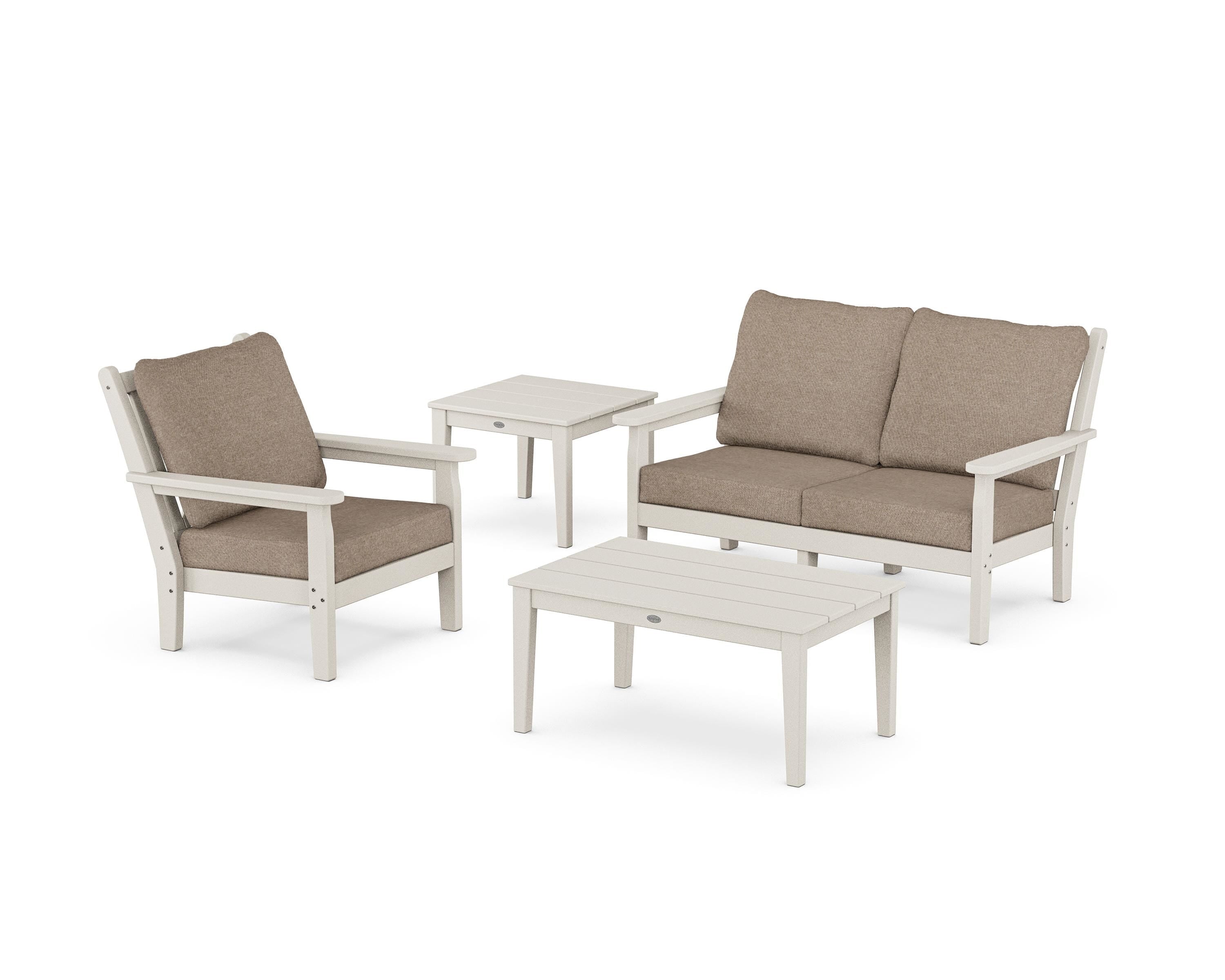 POLYWOOD® Chippendale 4-Piece Deep Seating Set in Sand / Spiced Burlap
