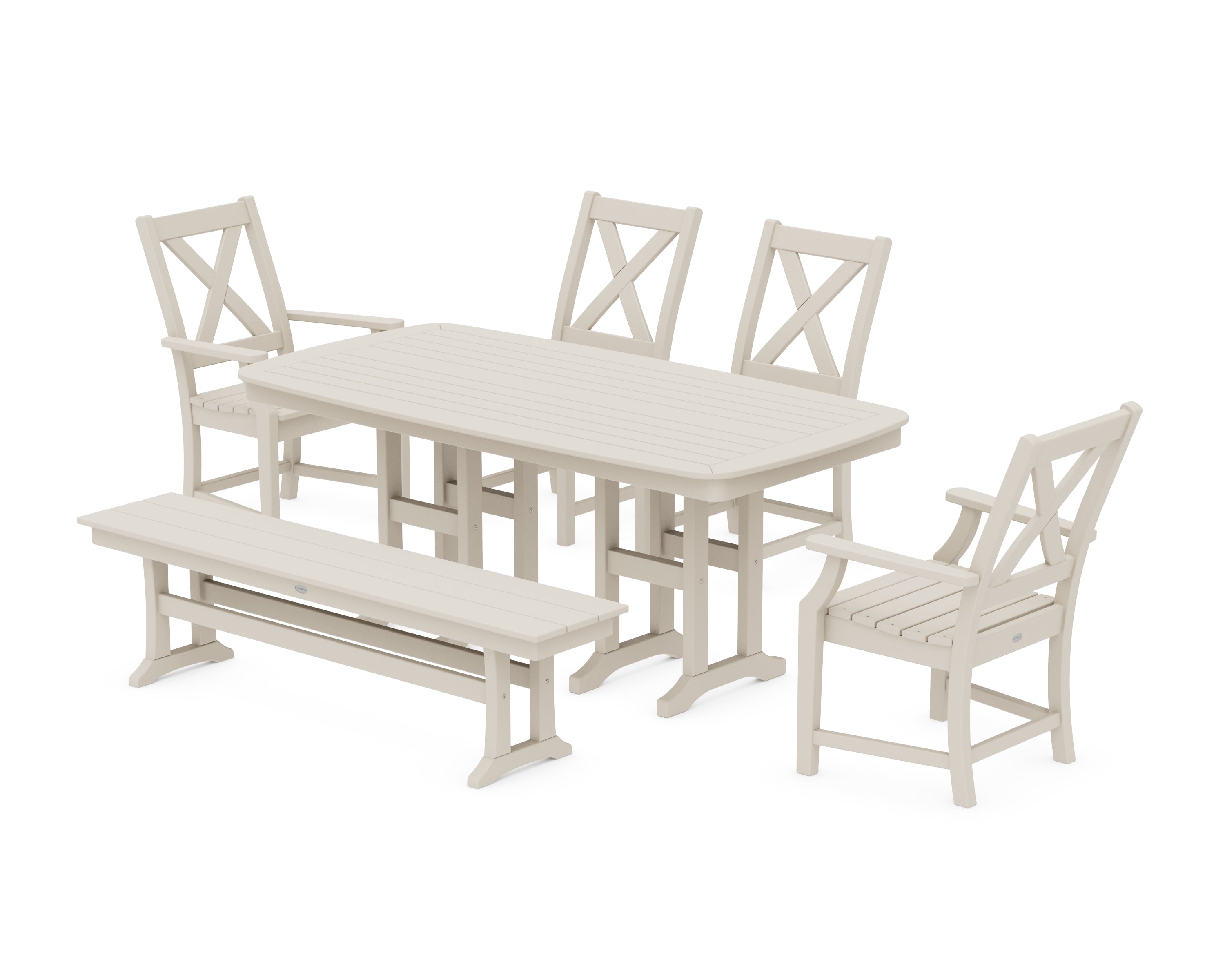 POLYWOOD® Braxton 6-Piece Dining Set with Bench in Sand