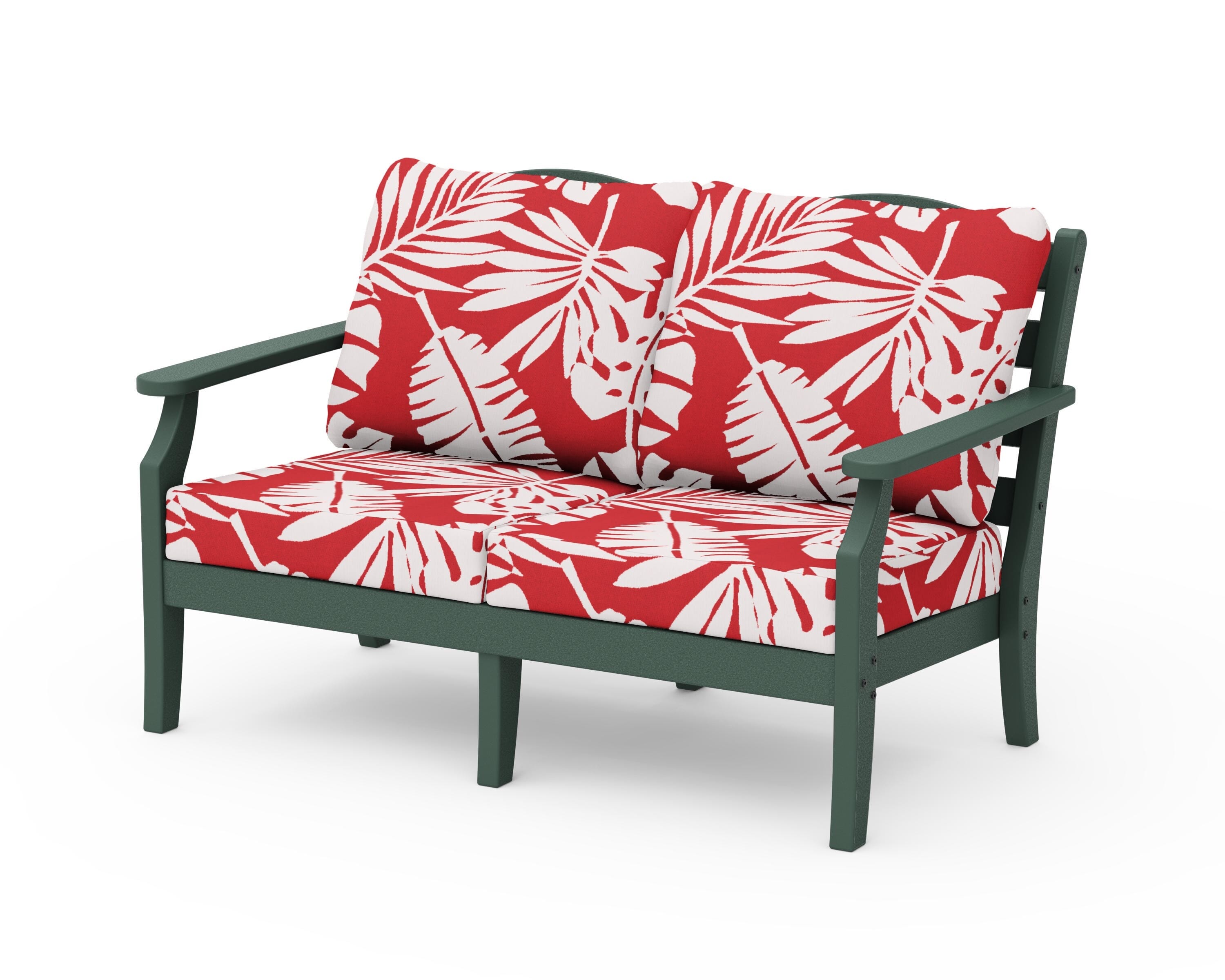 Draper James™ by POLYWOOD® Savannah Deep Seating Loveseat in Green / Leaf Crimson