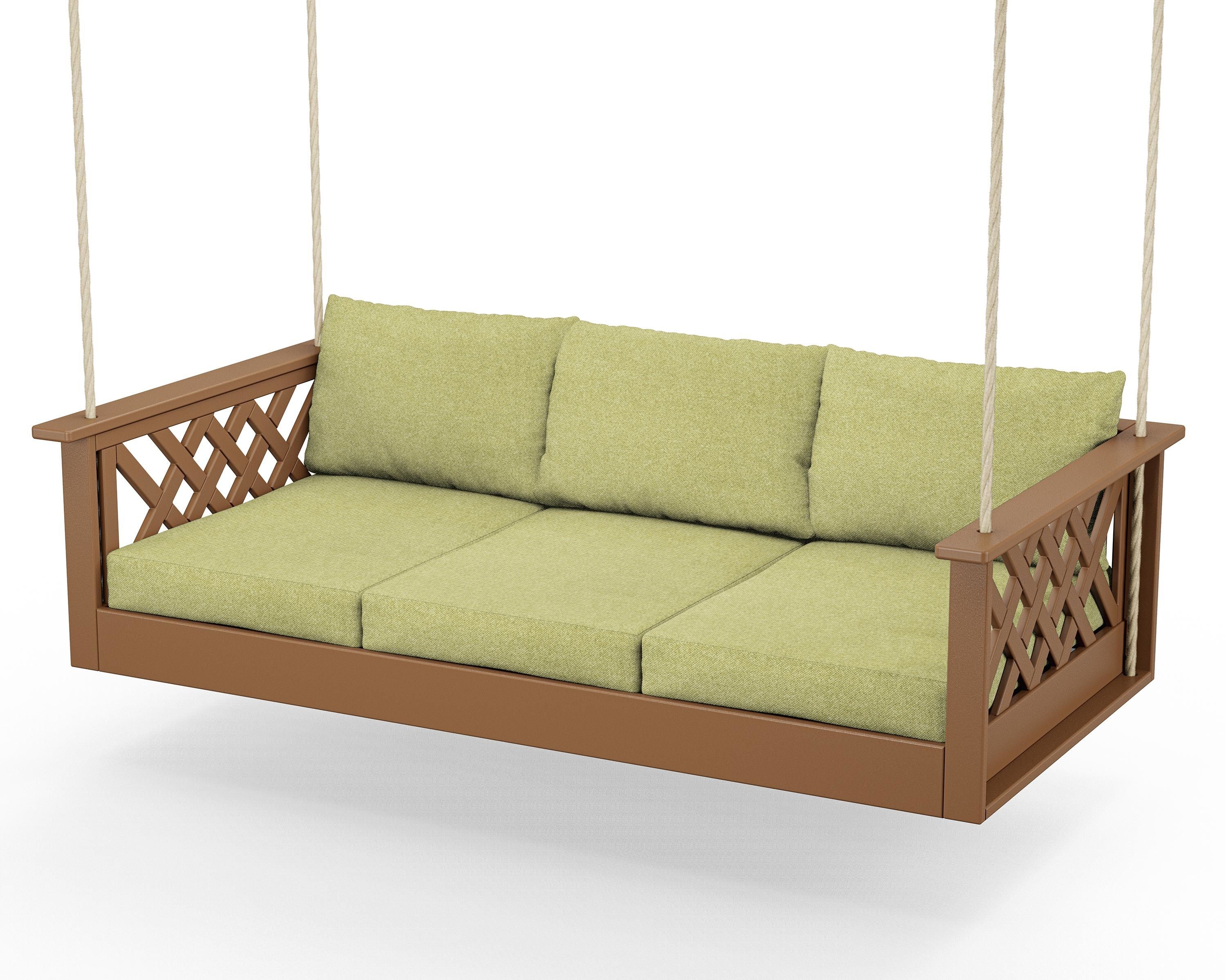 Country Living Wovendale Daybed Swing in Teak / Chartreuse Boucle