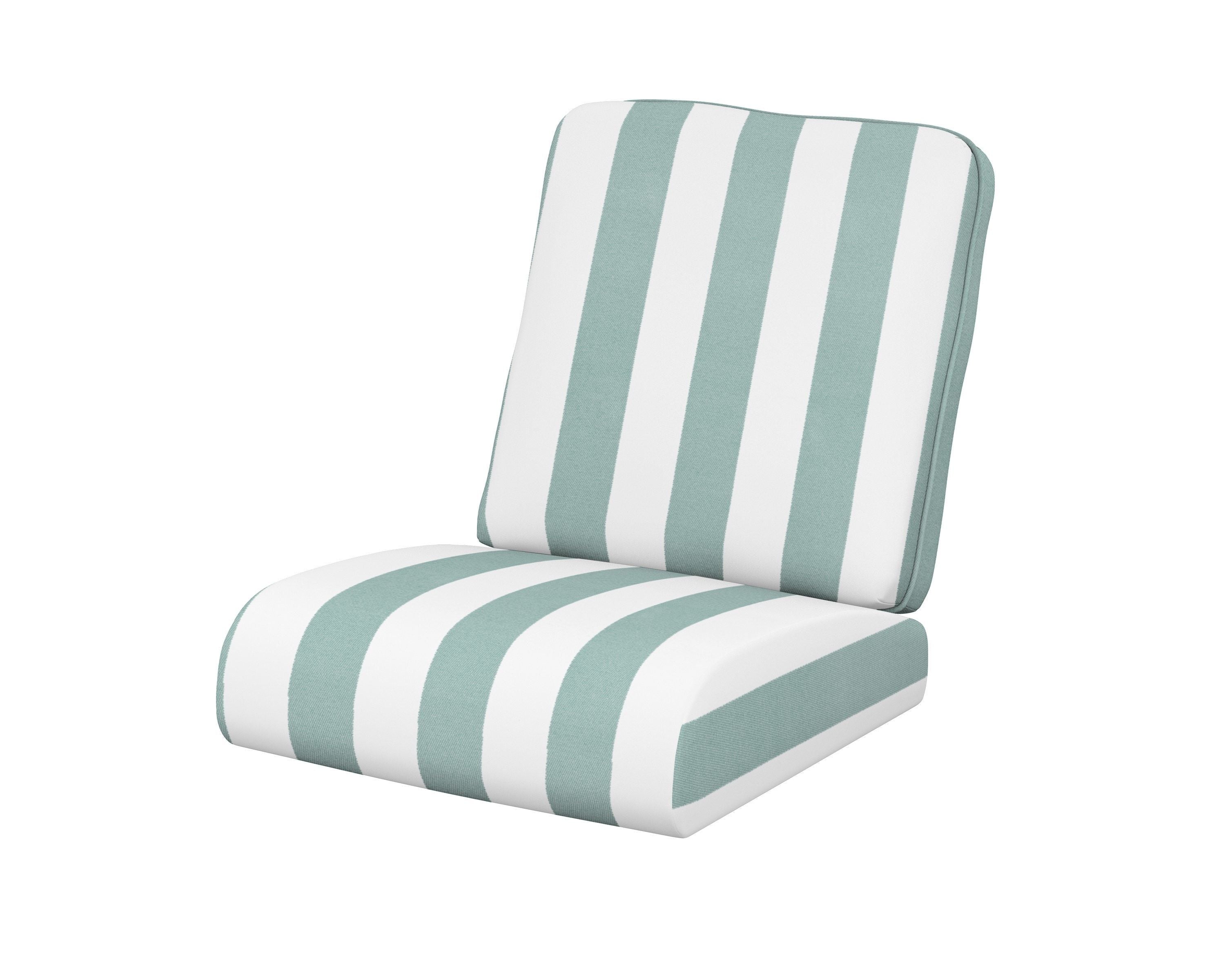 POLYWOOD® Club Seat/Back Cushion in Cabana Stripe Glacier Spa