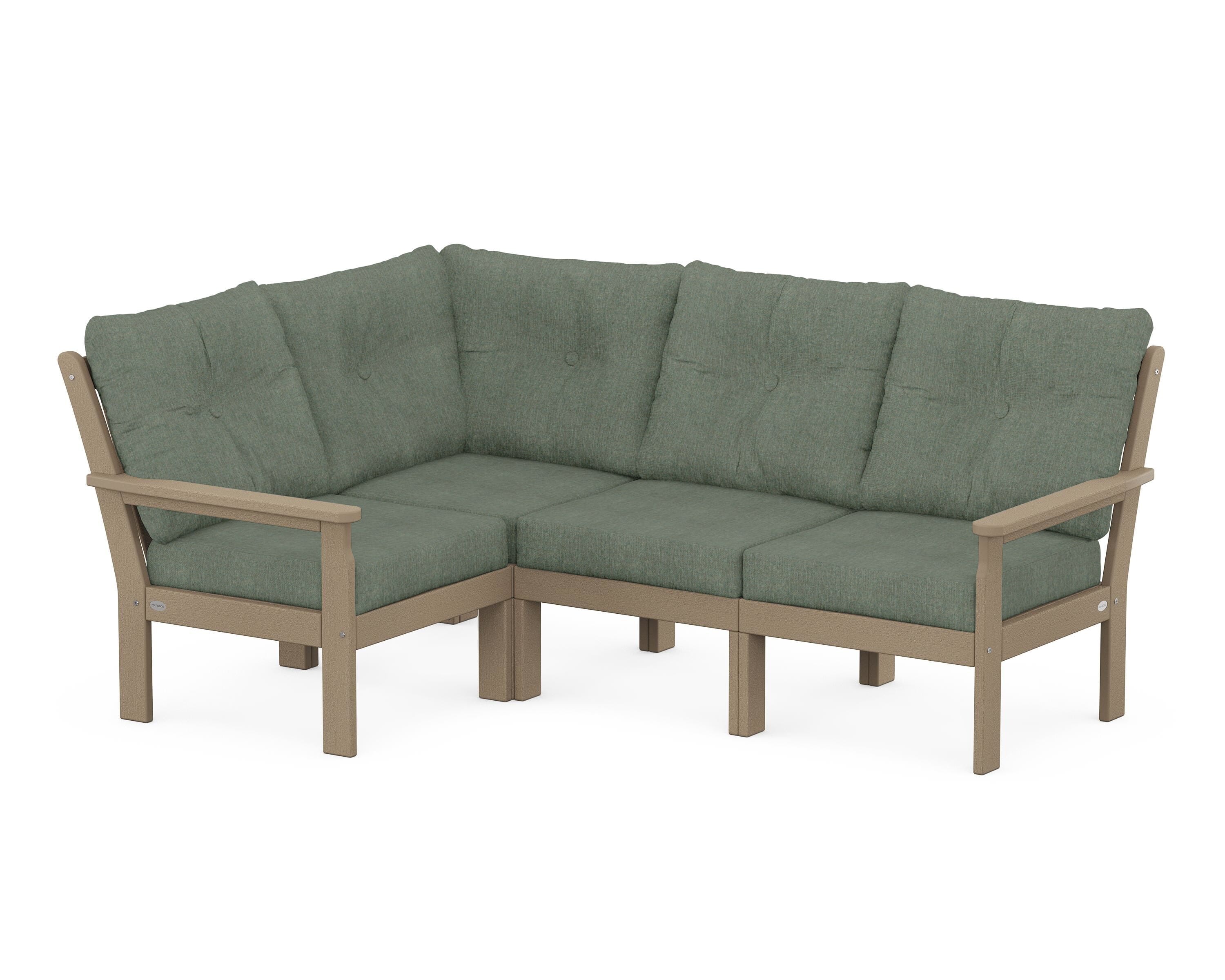 POLYWOOD® Vineyard 4-Piece Sectional in Vintage Sahara / Cast Sage