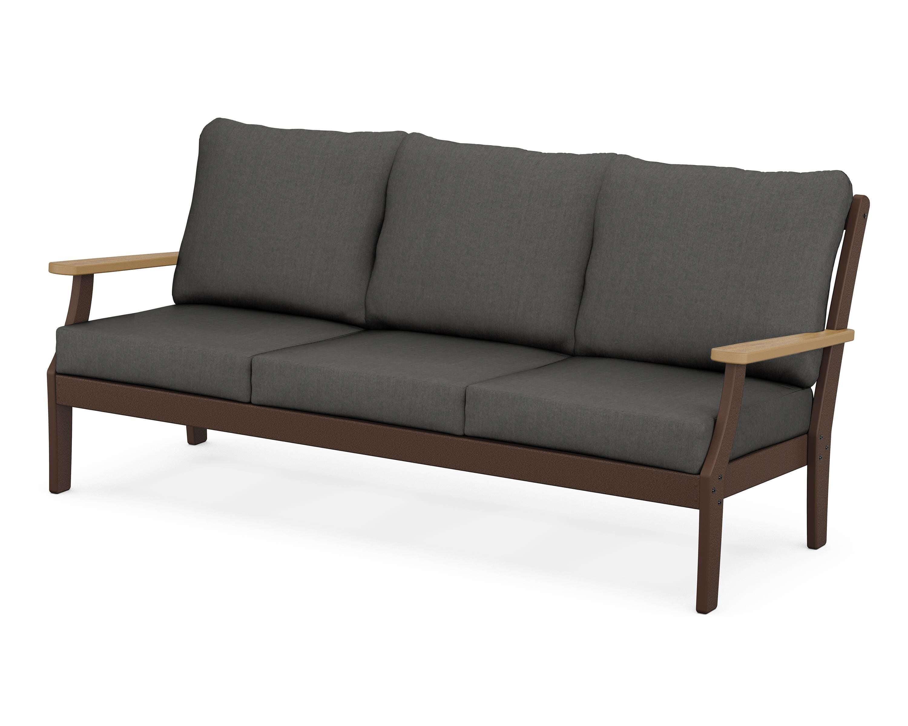 POLYWOOD® Braxton Deep Seating Sofa in Mahogany / Natural / Spectrum Carbon