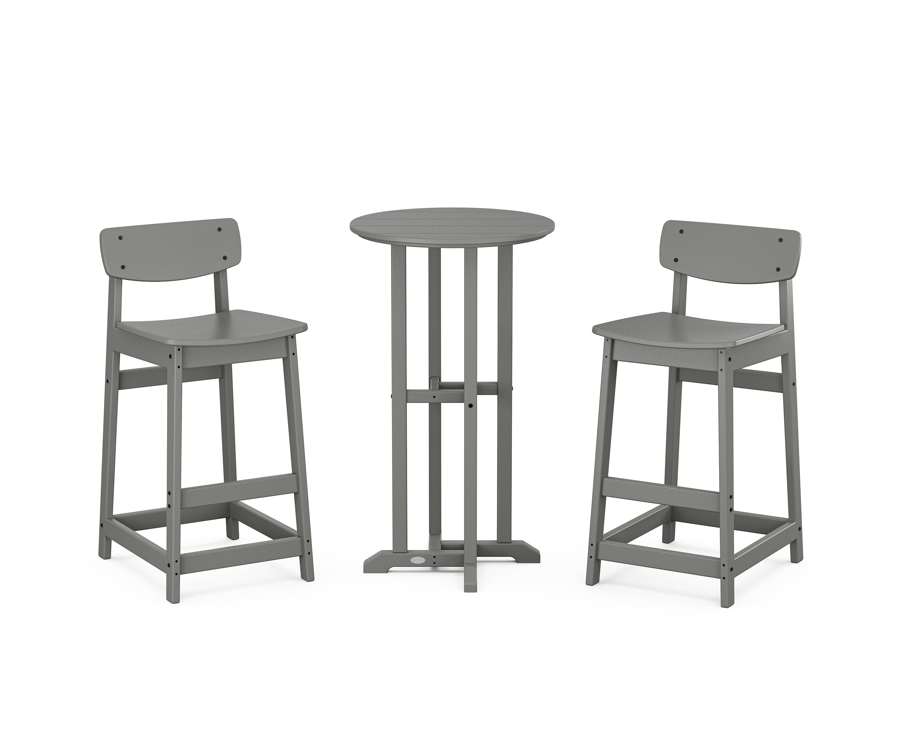 POLYWOOD® Modern Studio Urban Lowback Bar Chair 3-Piece Bistro Set in Slate Grey