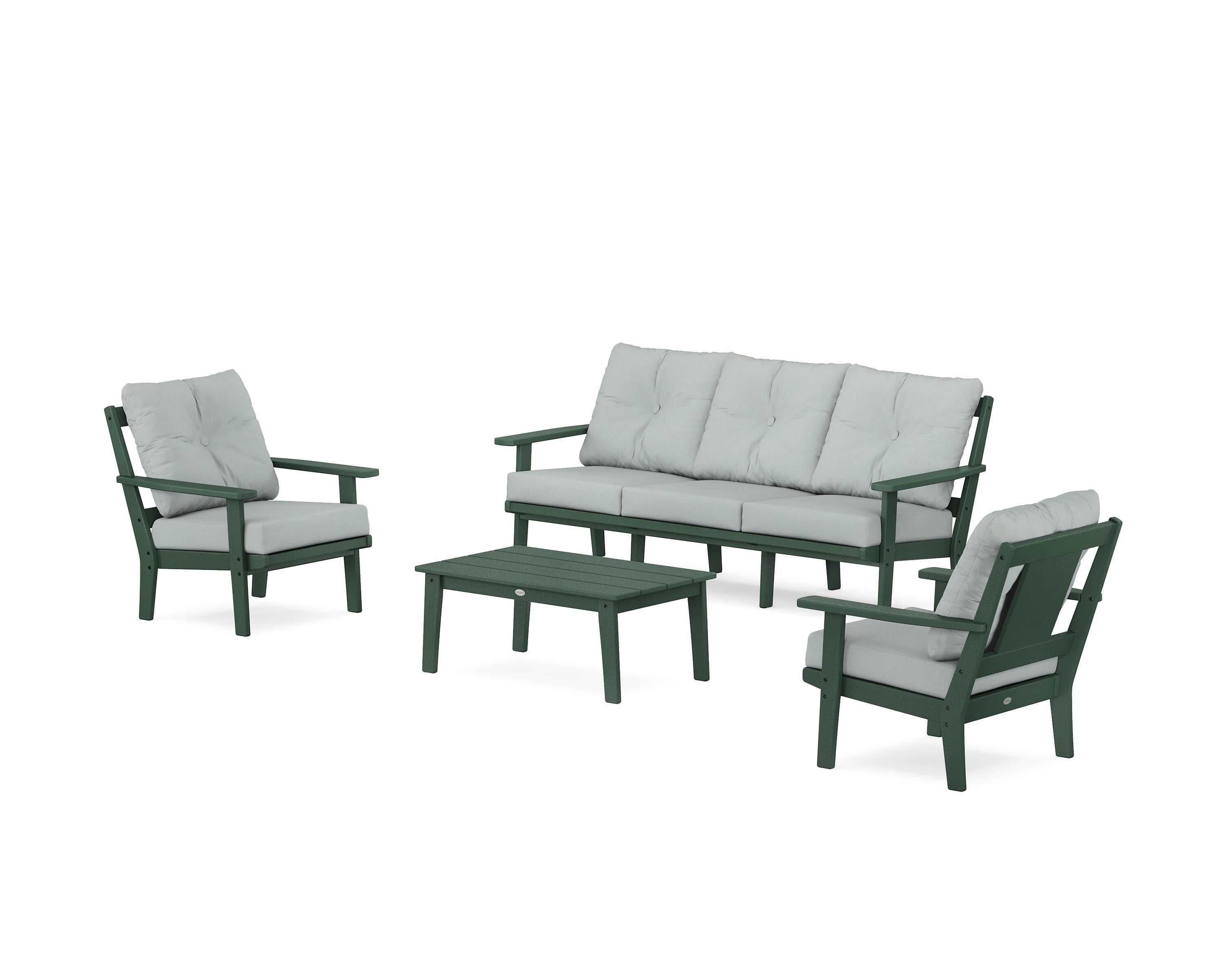 POLYWOOD® Prairie 4-Piece Deep Seating Set with Sofa in Green / Spa