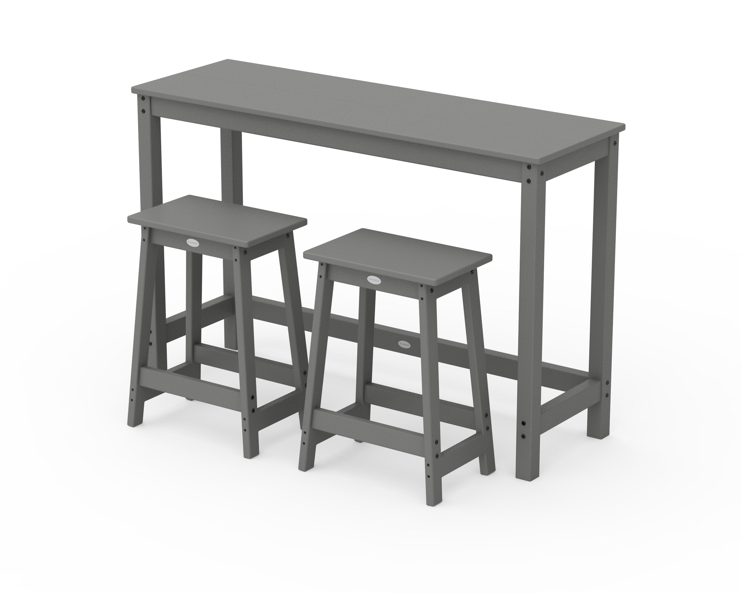 POLYWOOD® Modern Studio Stool 3-Piece Counter Balcony Set in Slate Grey