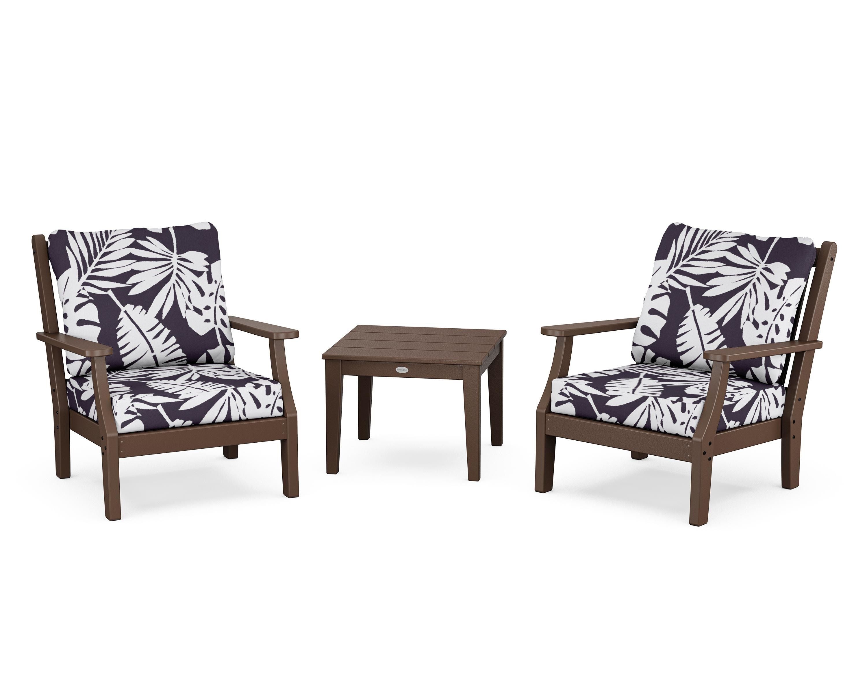 Country Living Wovendale 3-Piece Deep Seating Set in Mahogany / Leaf Navy