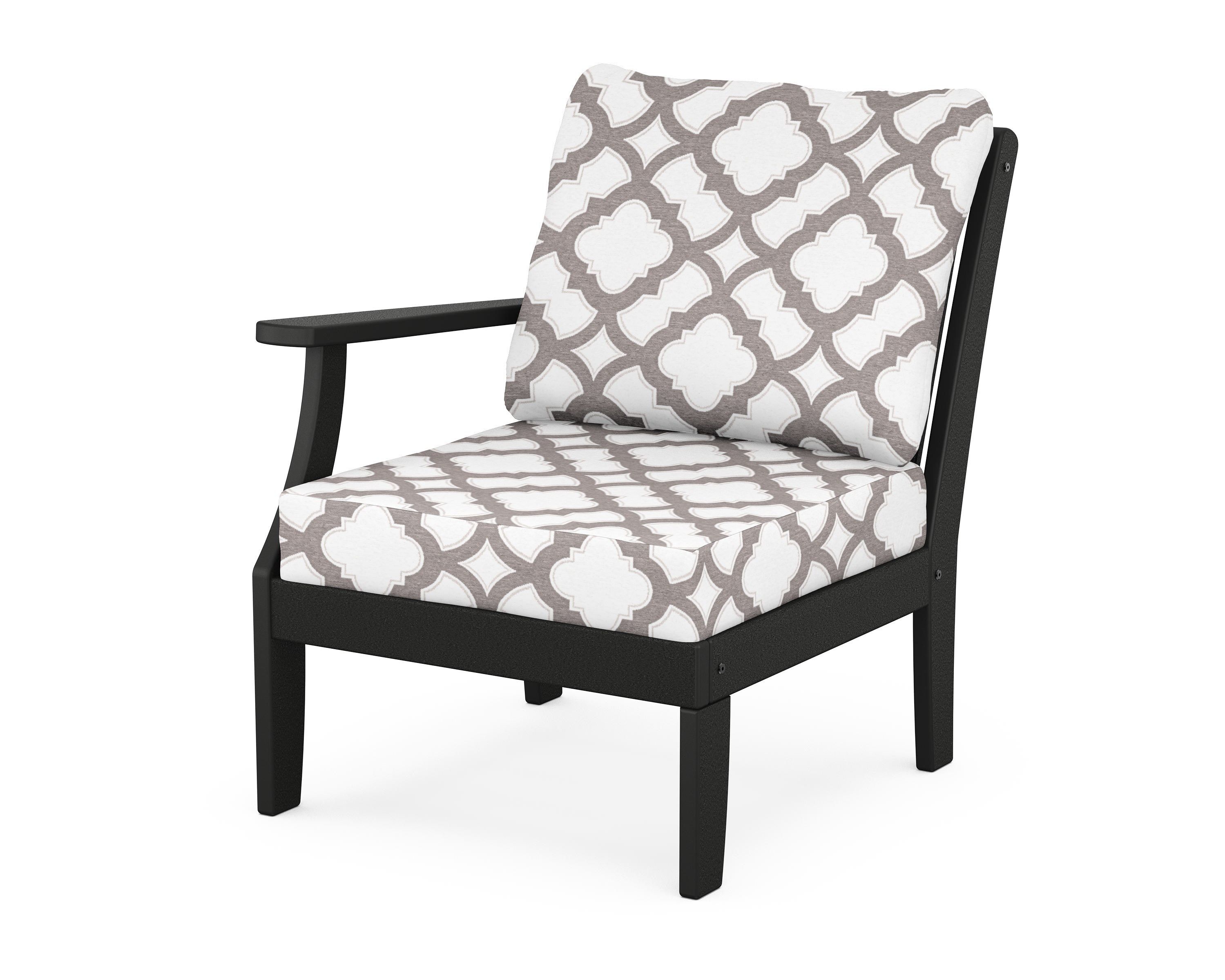 POLYWOOD® Braxton Modular Left Arm Chair in Black / Trellis Grey Mist