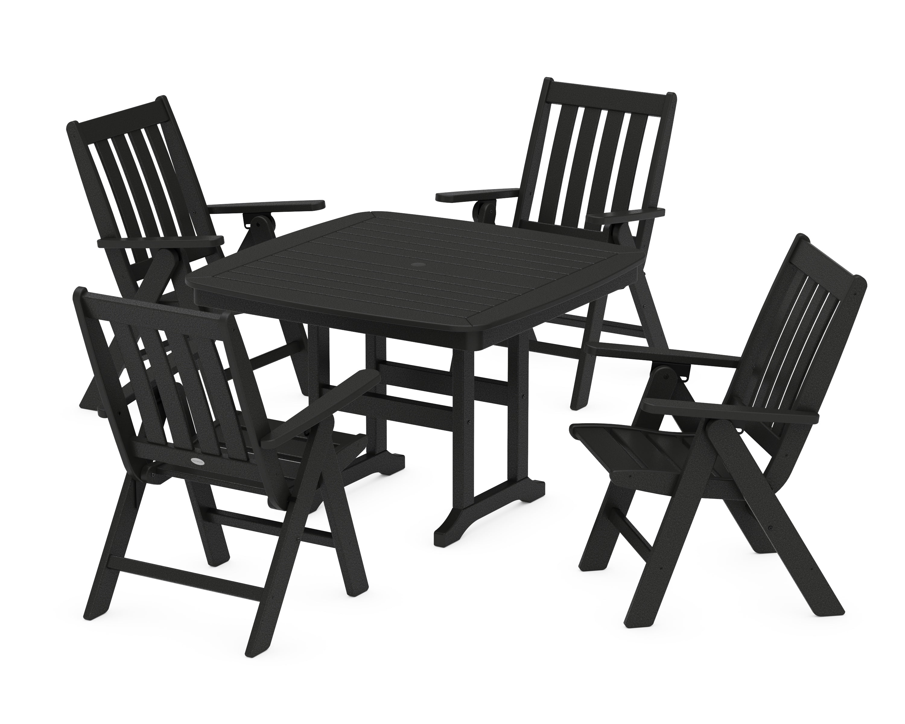 POLYWOOD® Vineyard Folding Chair 5-Piece Dining Set in Black