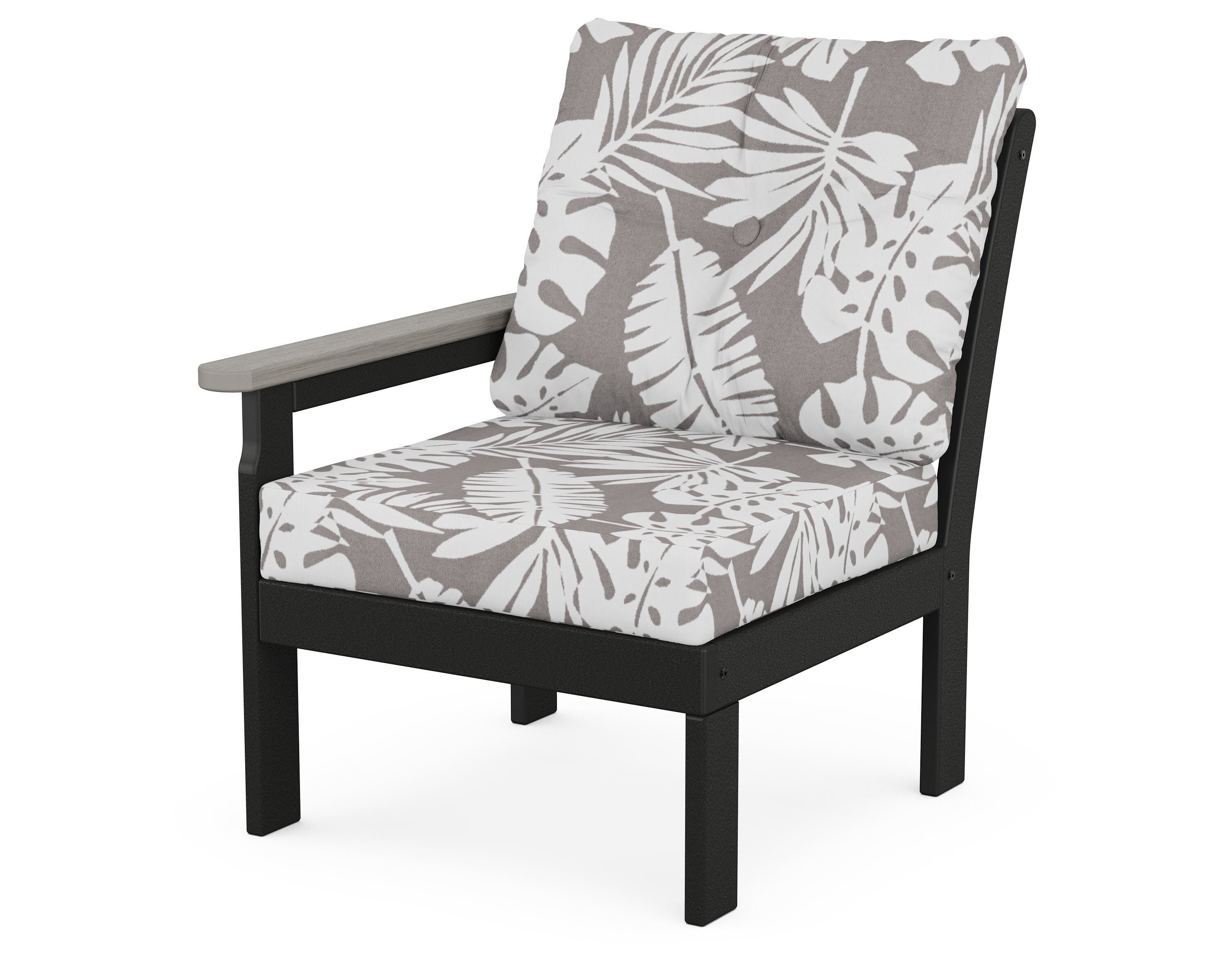 POLYWOOD® Vineyard Modular Left Arm Chair in Black / Driftwood / Leaf Grey Mist