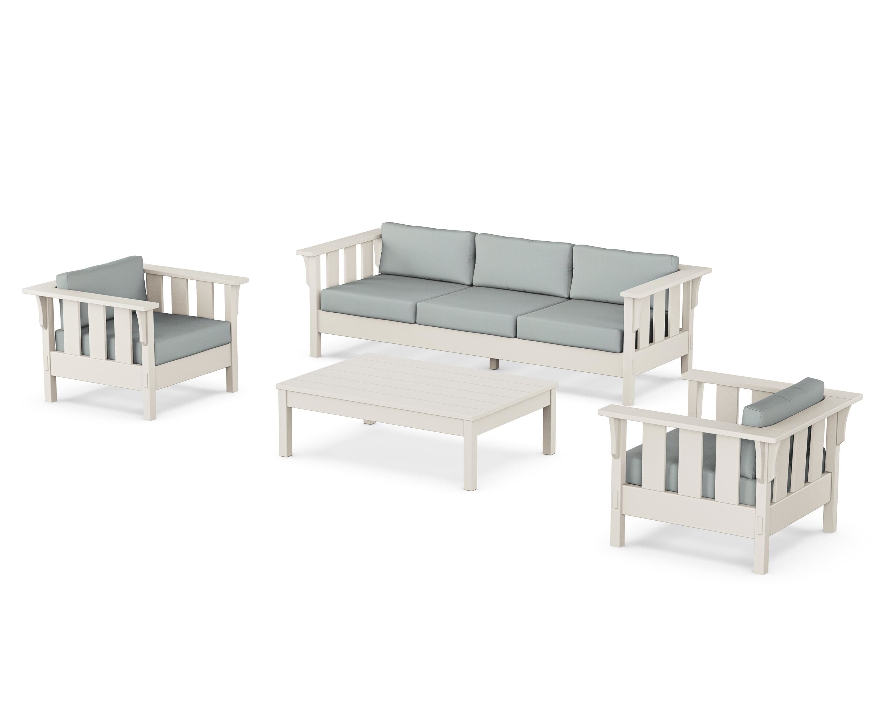 Martha Stewart by POLYWOOD® Acadia 4-Piece Deep Seating Set with Sofa in Sand / Spa