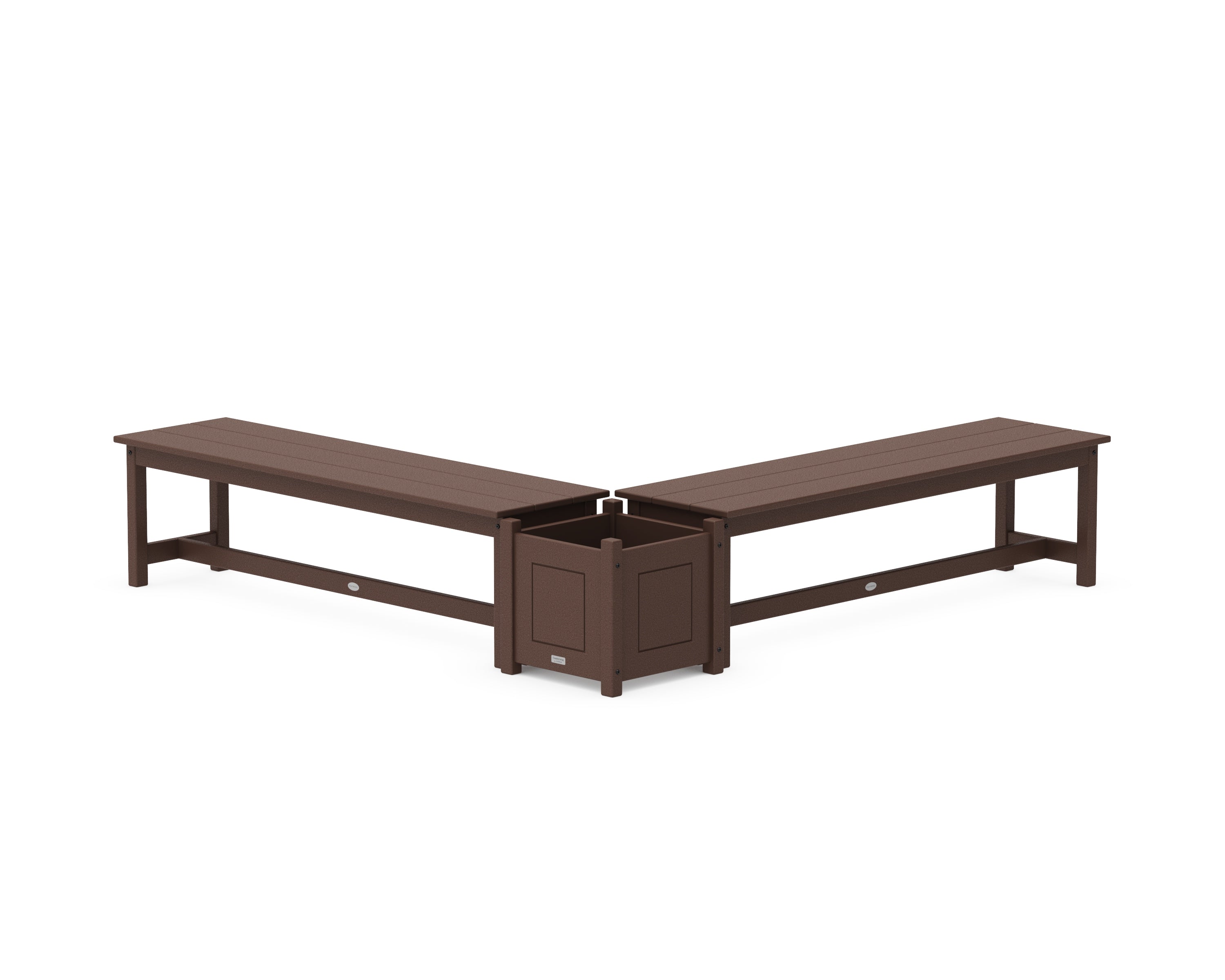 Country Living 60" Country Living L- Shaped Planter Bench Set in Mahogany