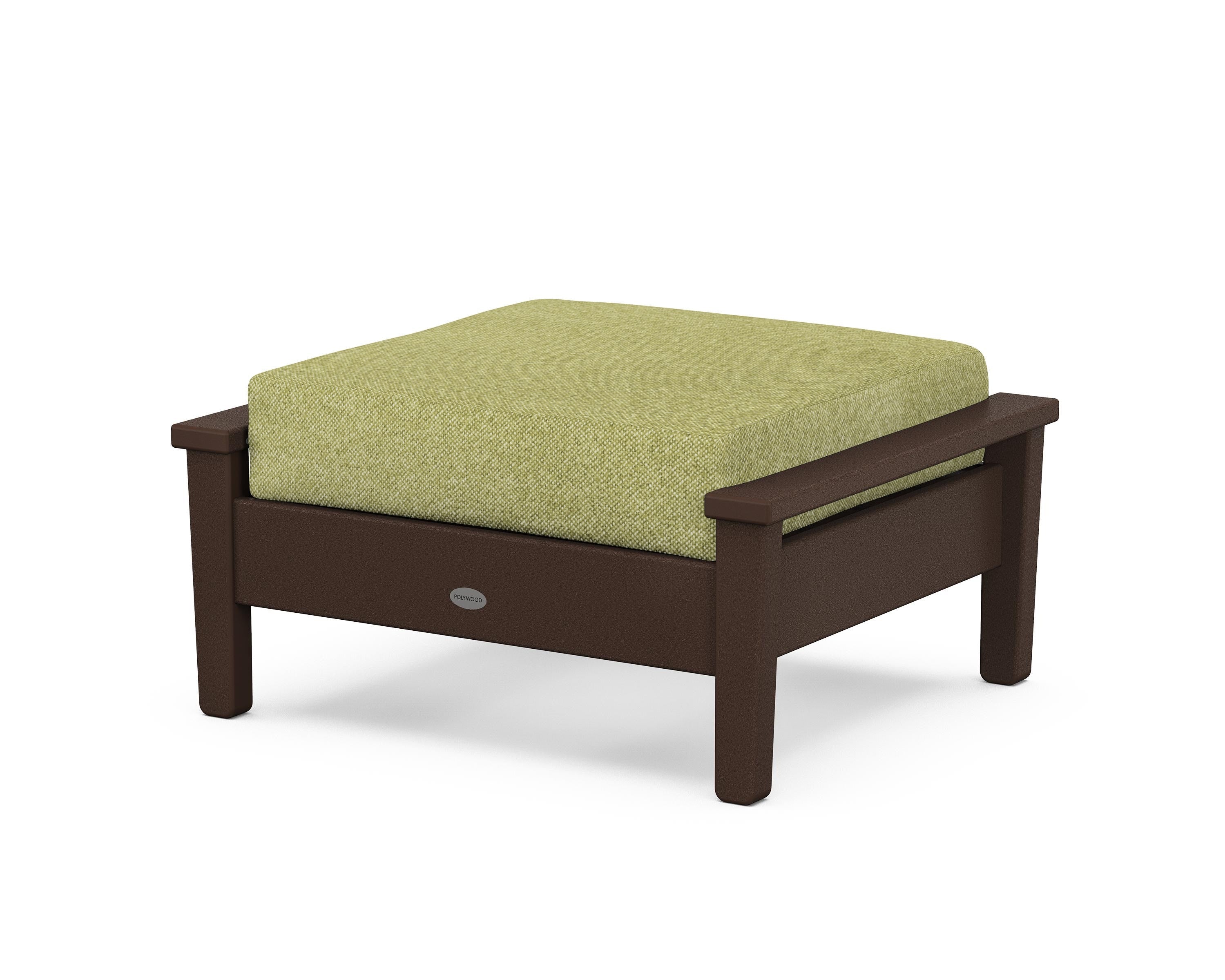 POLYWOOD® Prescott Deep Seating Ottoman in Mahogany / Chartreuse Boucle