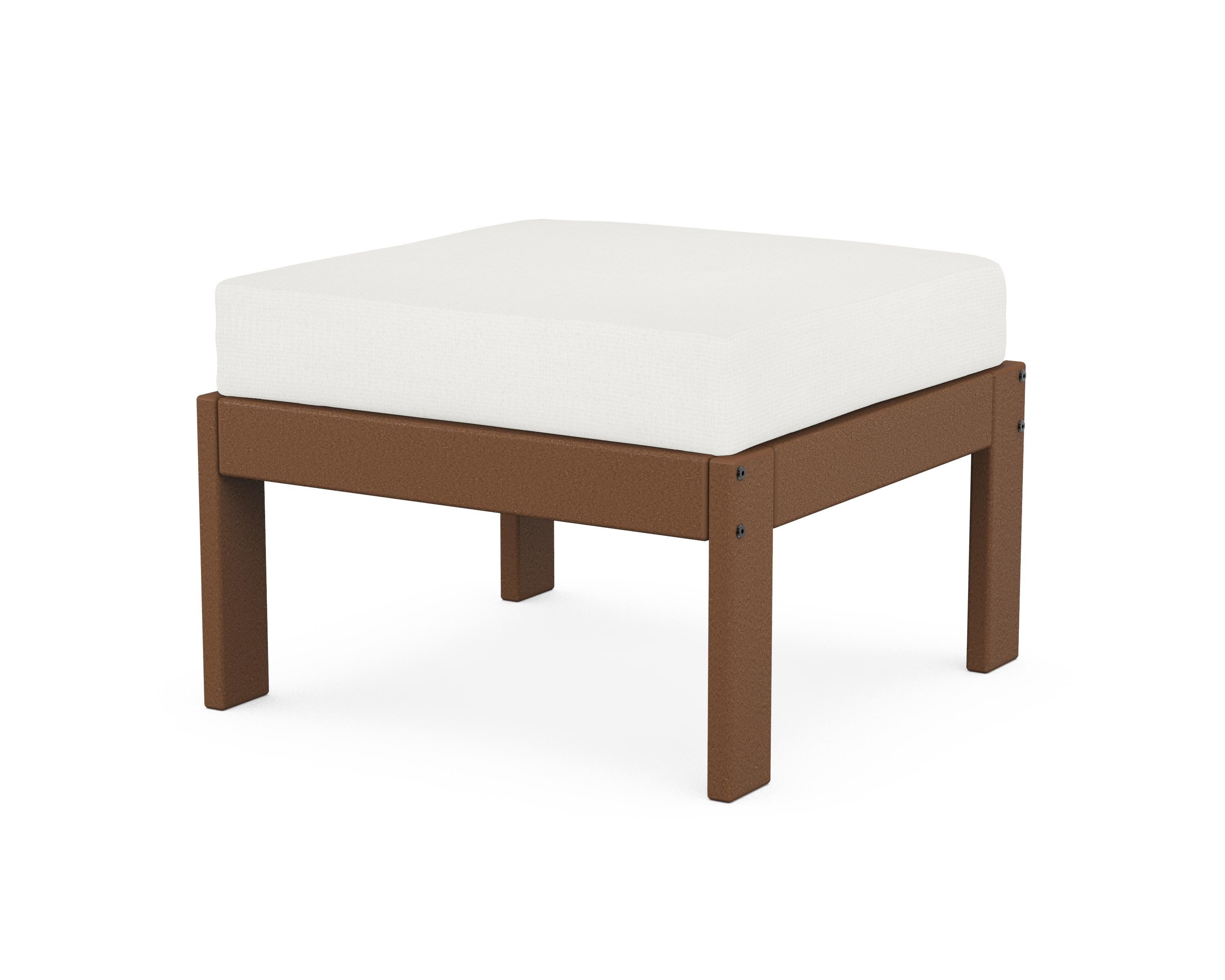 POLYWOOD® Vineyard Modular Ottoman in Teak / Natural Linen