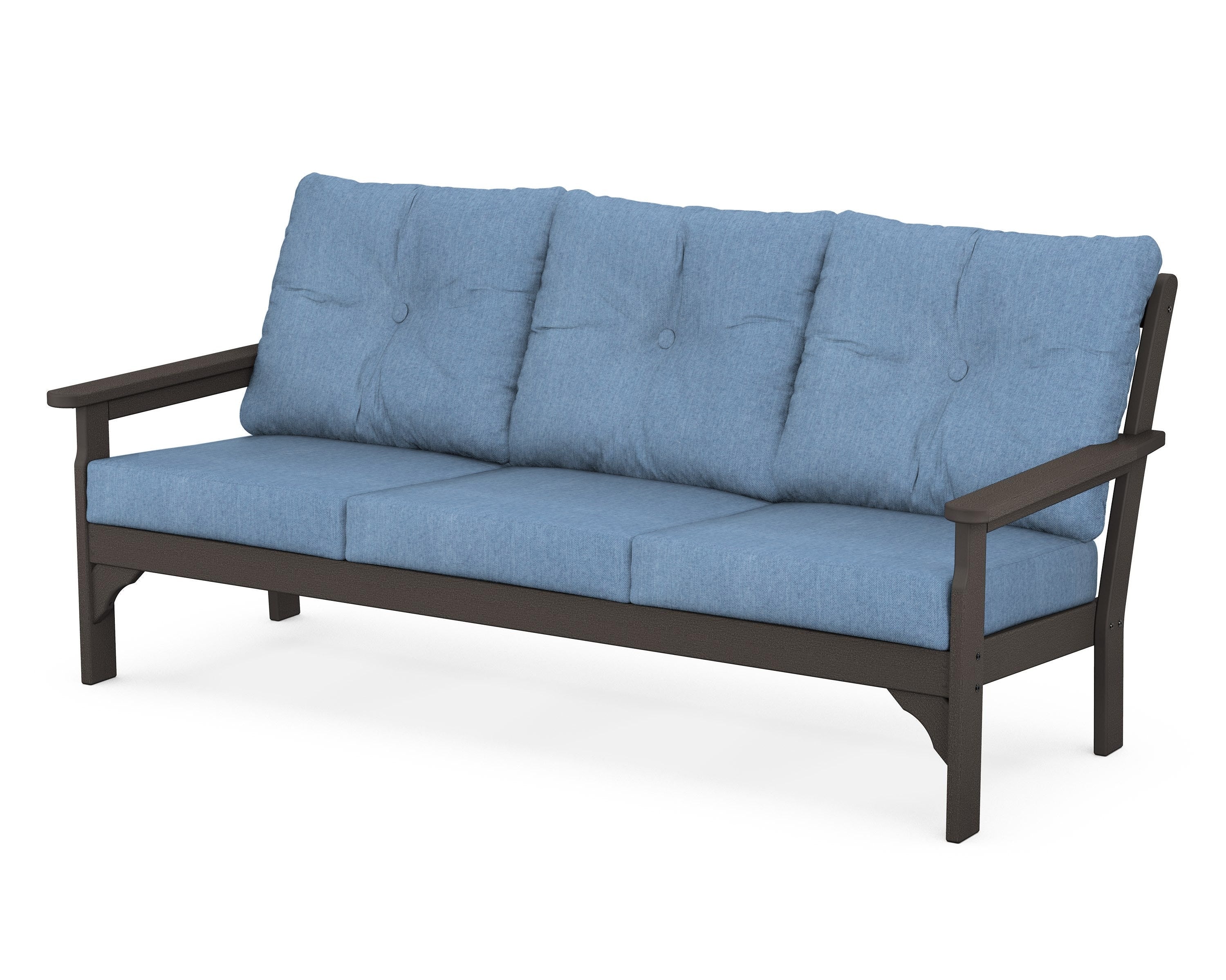 POLYWOOD® Vineyard Deep Seating Sofa in Vintage Coffee / Sky Blue