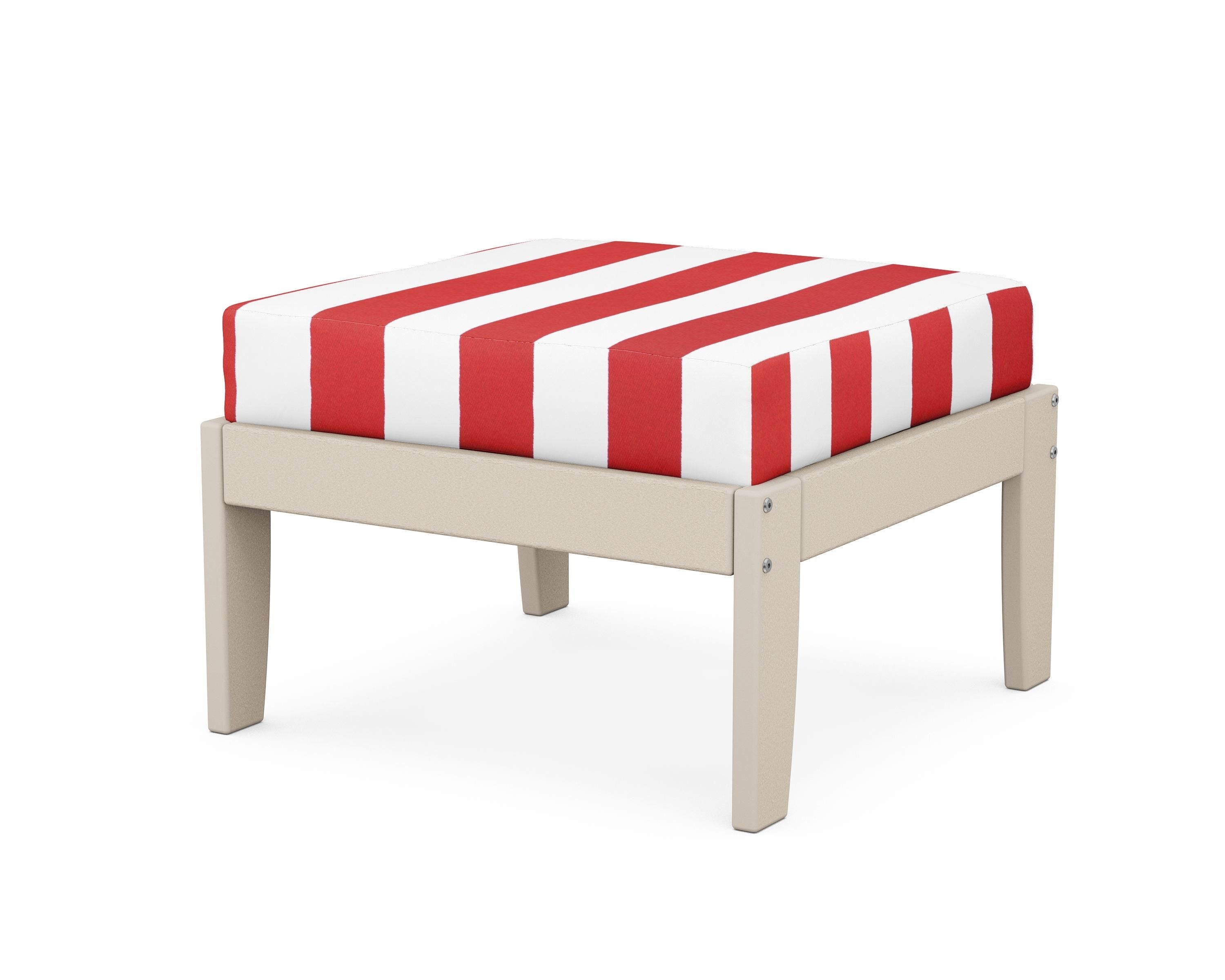 Unbranded Modular Ottoman - Classic in Sand / Cabana Stripe Crimson