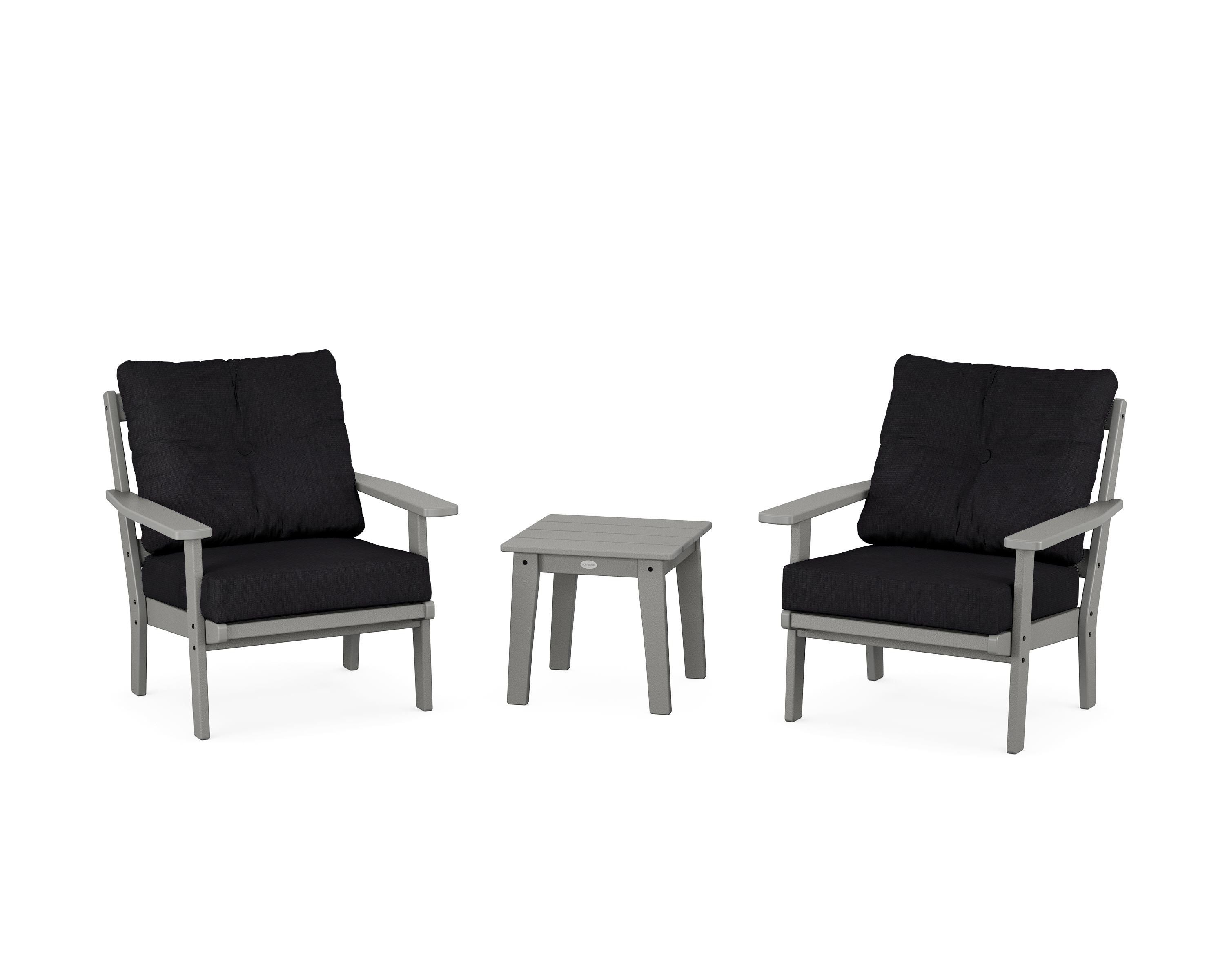 POLYWOOD® Prairie 3-Piece Deep Seating Set in Slate Grey / Midnight Linen