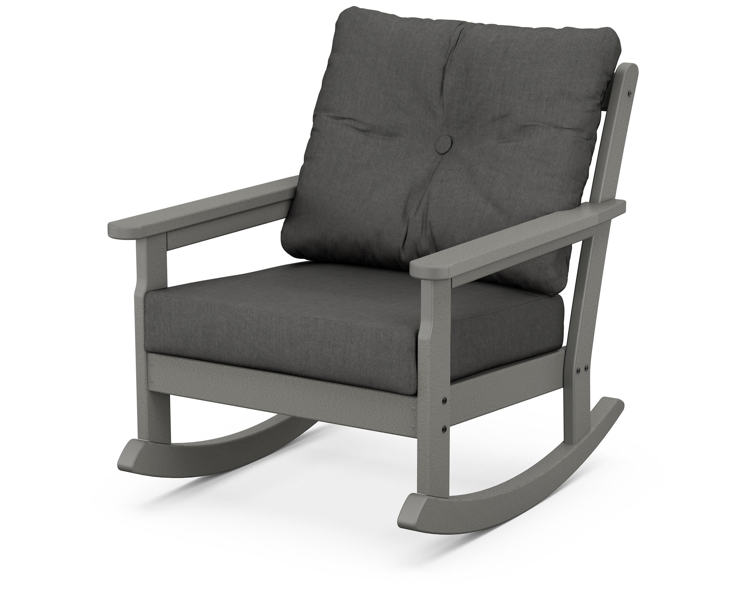 POLYWOOD® Vineyard Deep Seating Rocking Chair in Slate Grey / Spectrum Carbon