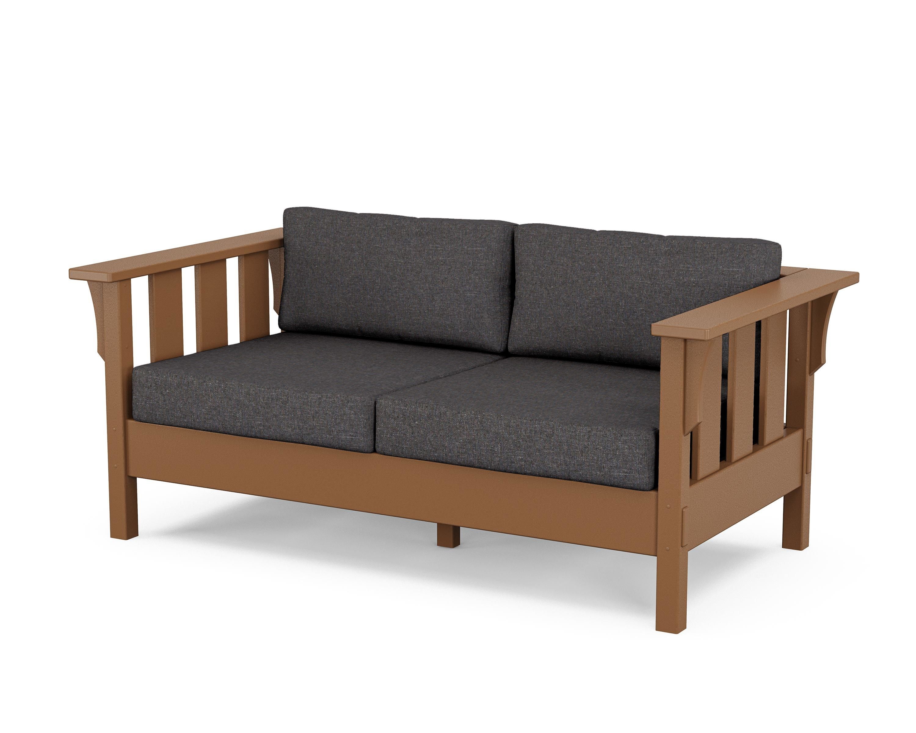 Martha Stewart by POLYWOOD® Acadia Deep Seating Loveseat in Teak / Ash Charcoal