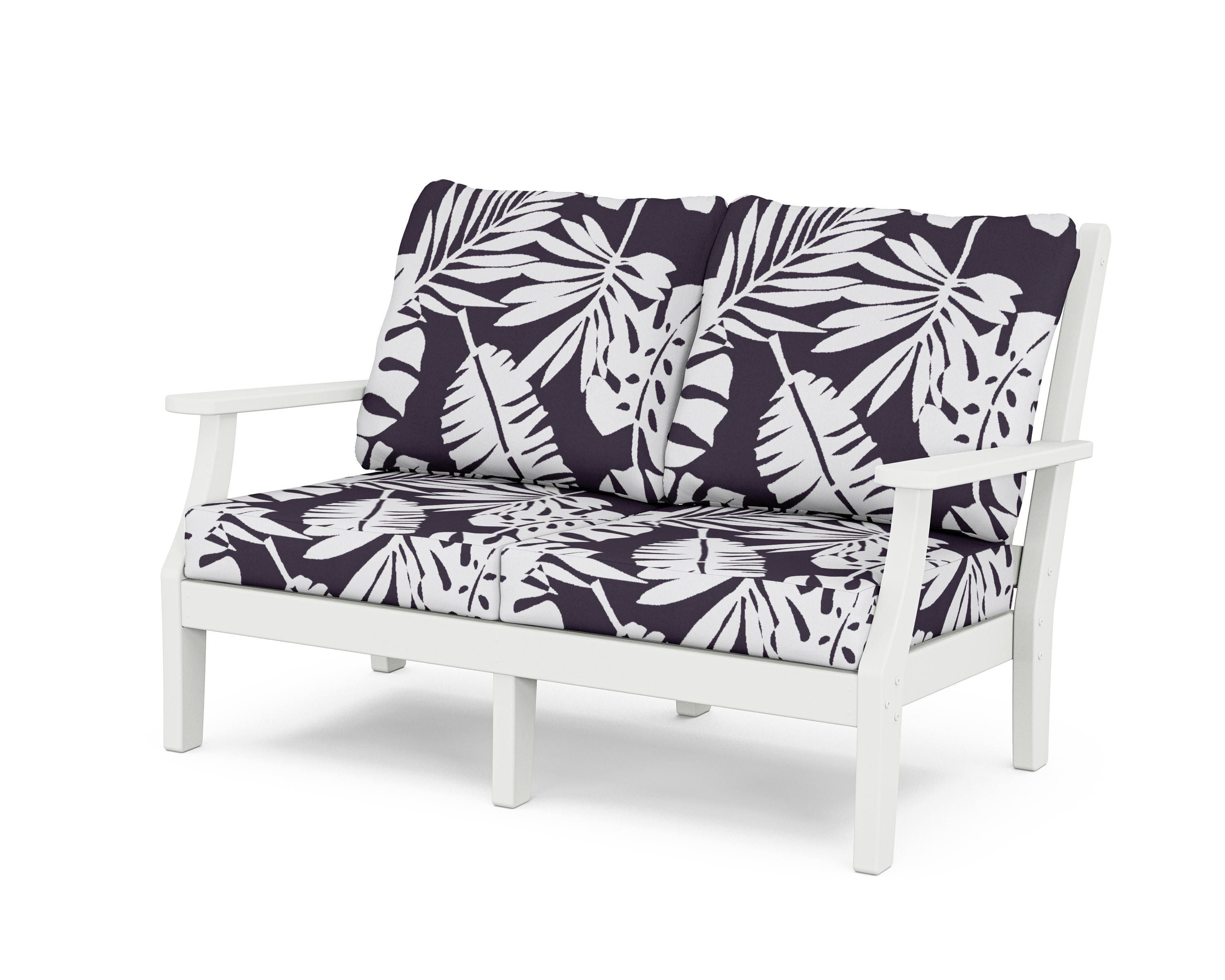 Country Living Wovendale Deep Seating Loveseat in White / Leaf Navy