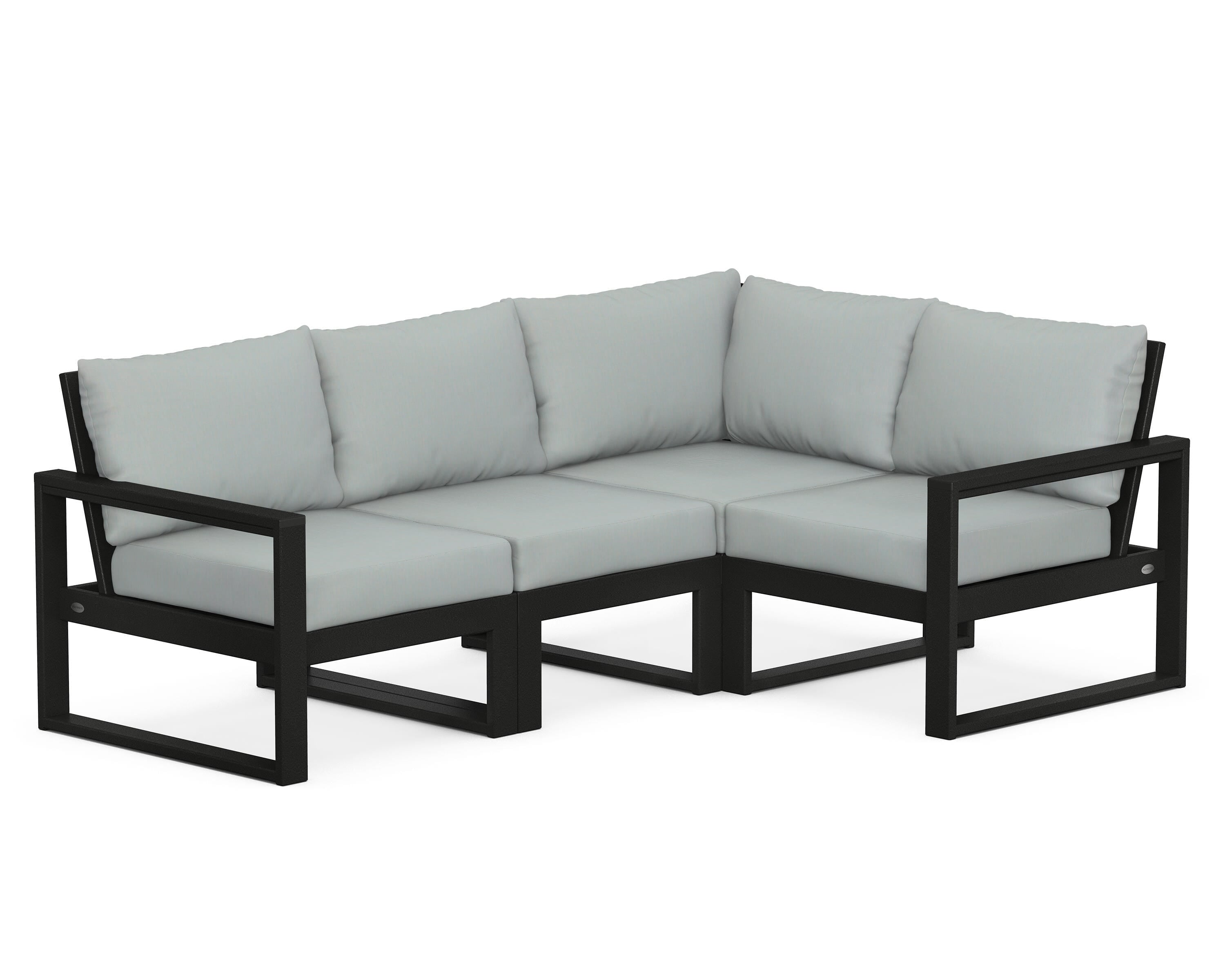 POLYWOOD® EDGE 4-Piece Modular Deep Seating Set in Black / Spa