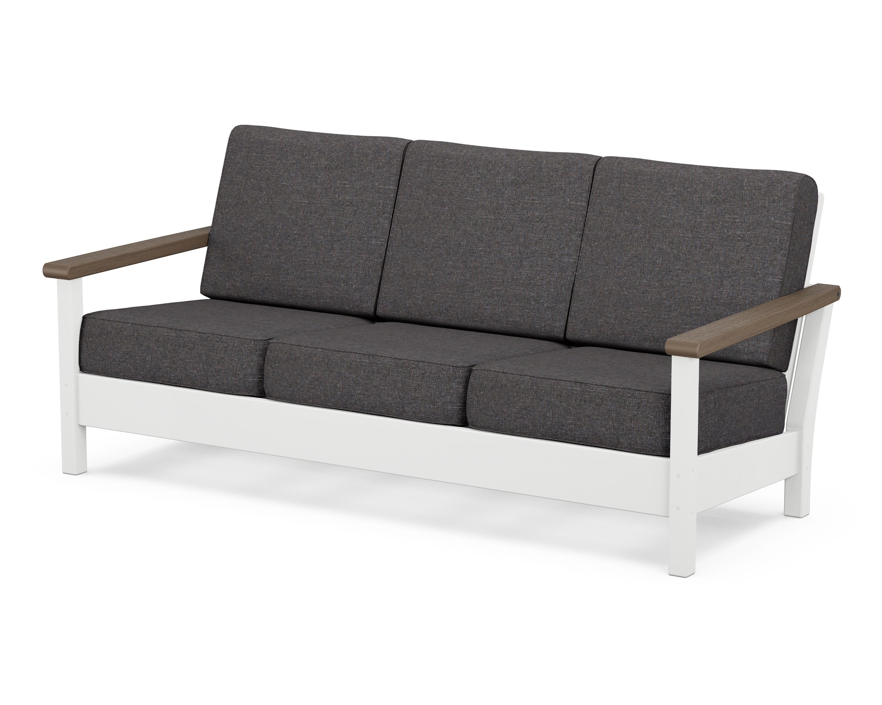 POLYWOOD® Harbour Deep Seating Sofa in White / Kona / Ash Charcoal