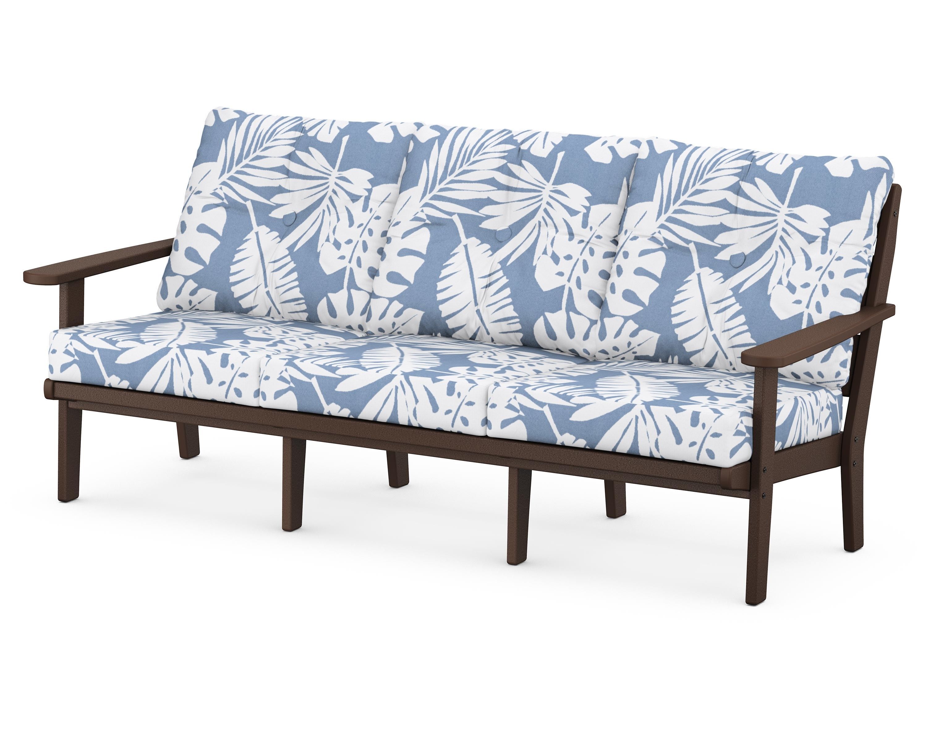 POLYWOOD® Lakeside Deep Seating Sofa in Mahogany / Leaf Sky Blue