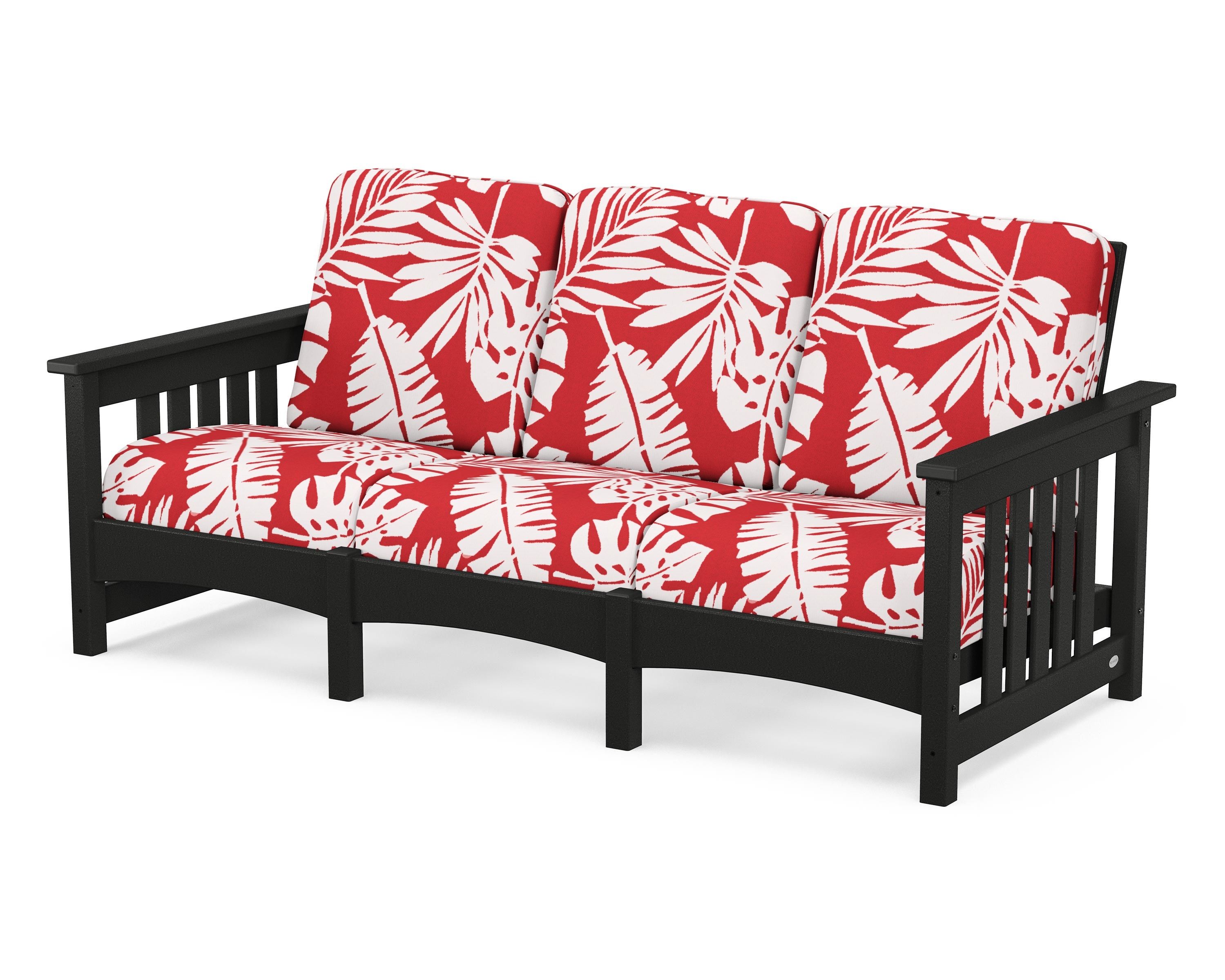 POLYWOOD® Club Mission Sofa in Black / Leaf Crimson