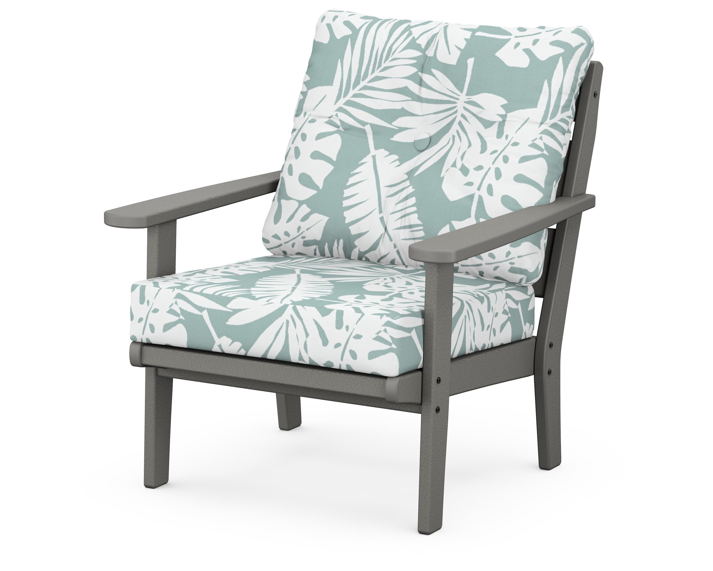 POLYWOOD® Lakeside Deep Seating Chair in Slate Grey / Leaf Glacier Spa