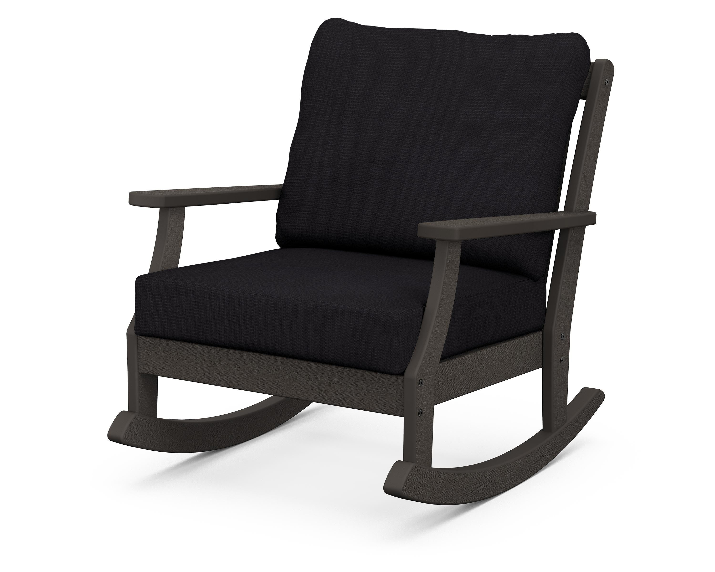 POLYWOOD® Braxton Deep Seating Rocking Chair in Vintage Coffee / Midnight Linen
