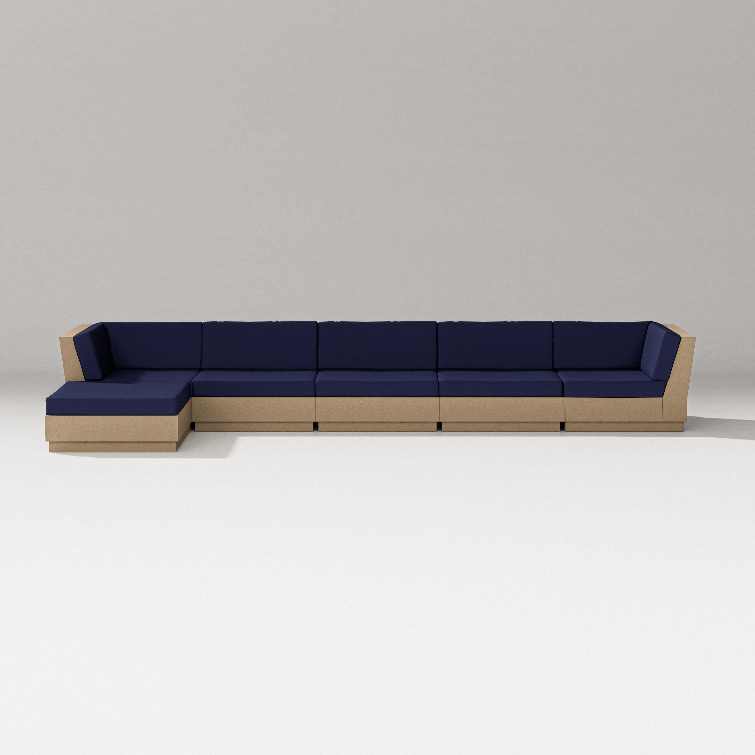 PW Designer Series Elevate 6-Piece Chaise Sectional in Vintage Sahara / Navy