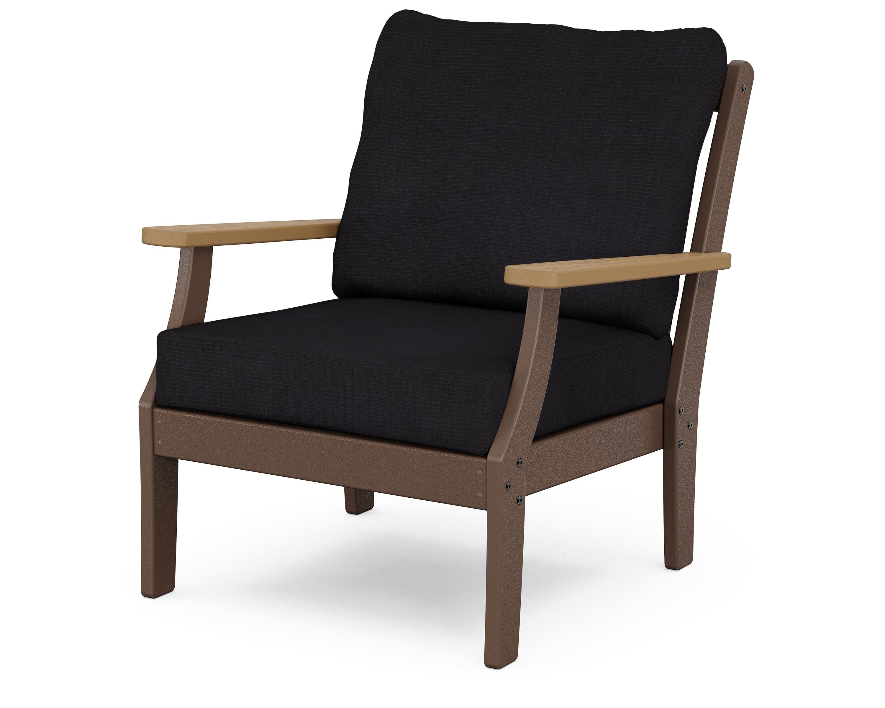POLYWOOD® Braxton Deep Seating Chair in Mahogany / Natural / Midnight Linen