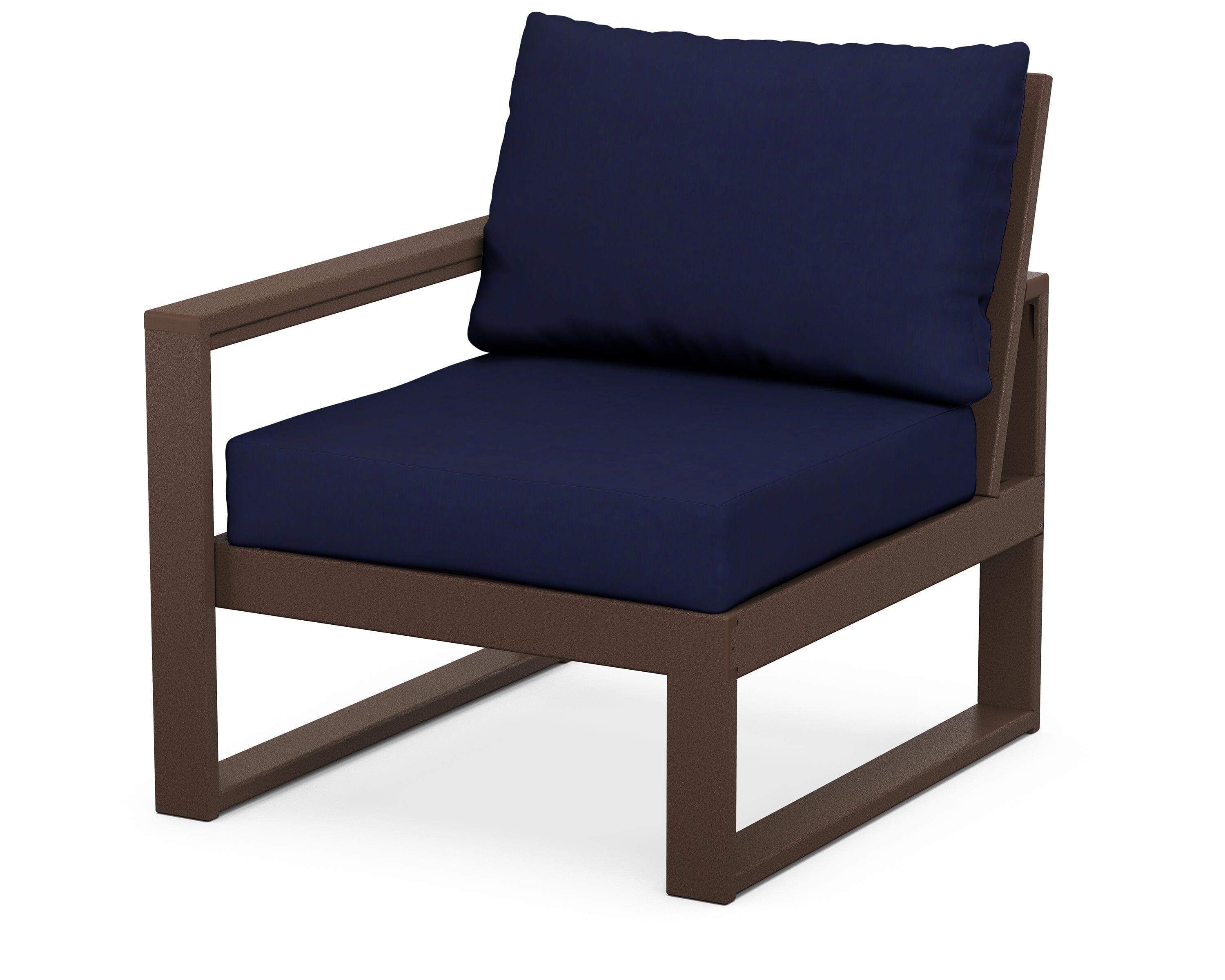POLYWOOD® EDGE Modular Left Arm Chair in Mahogany / Navy