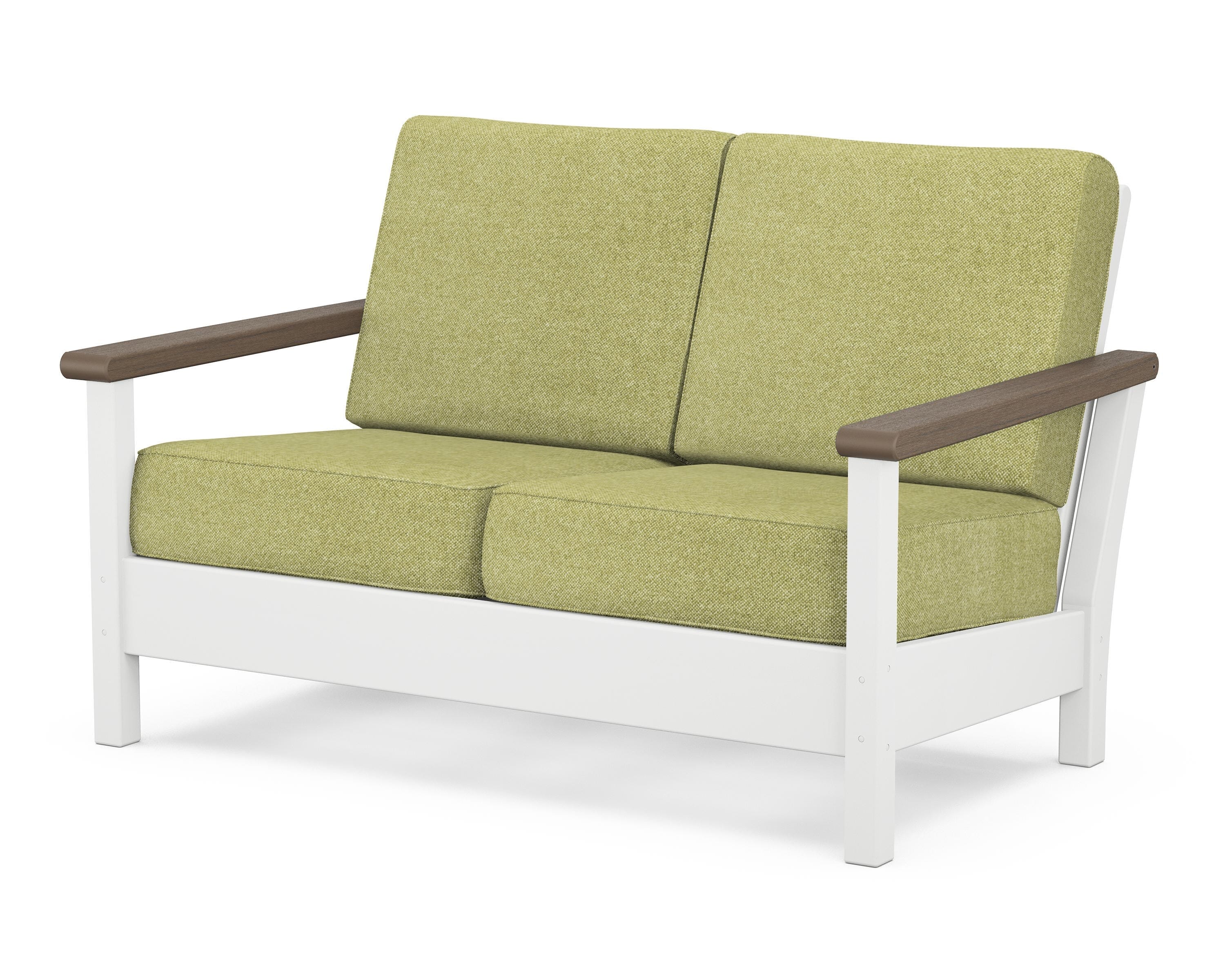 POLYWOOD® Harbour Deep Seating Loveseat in White / Kona / Chartreuse Boucle