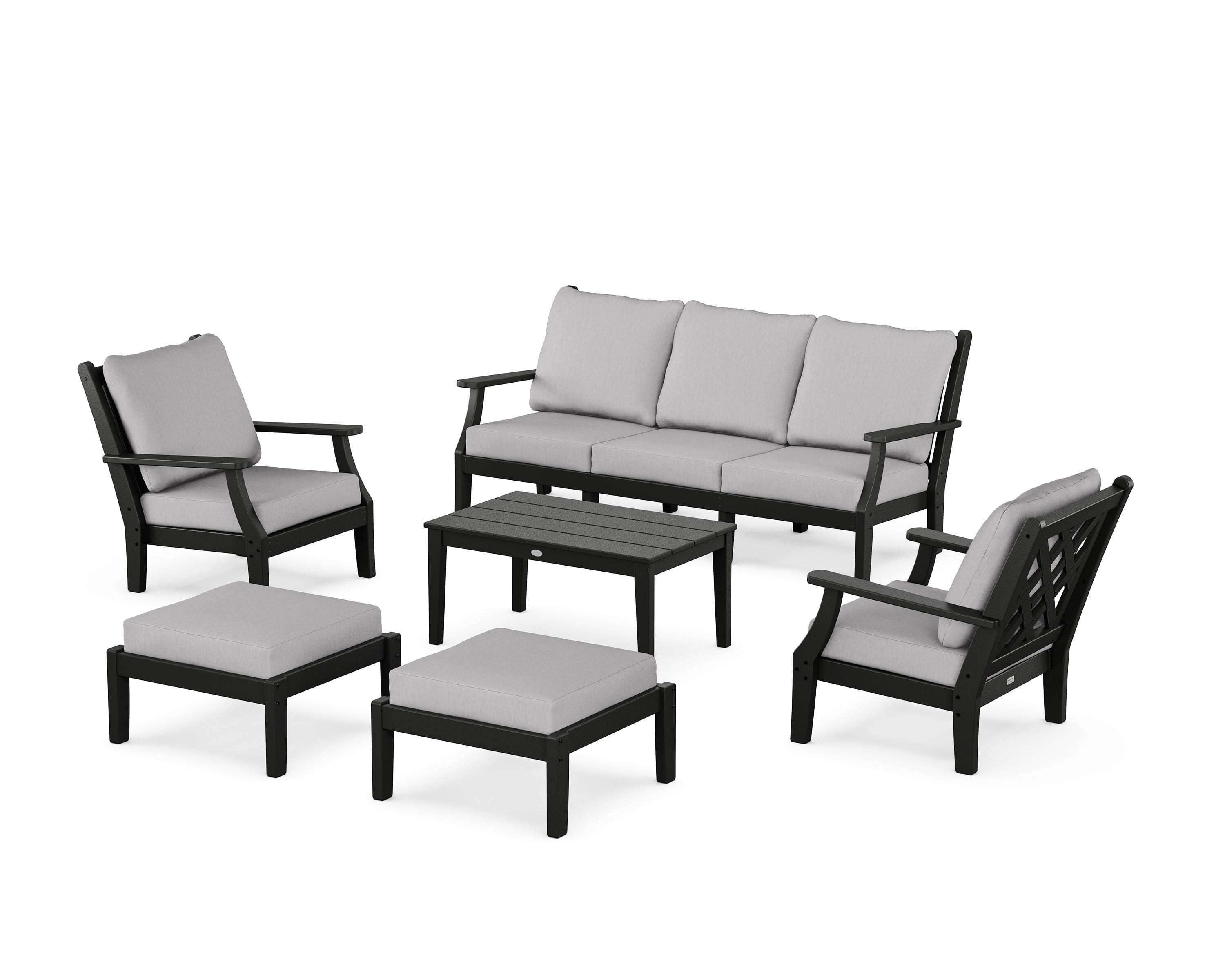 Country Living Wovendale 6-Piece Lounge Sofa Set in Black / Granite