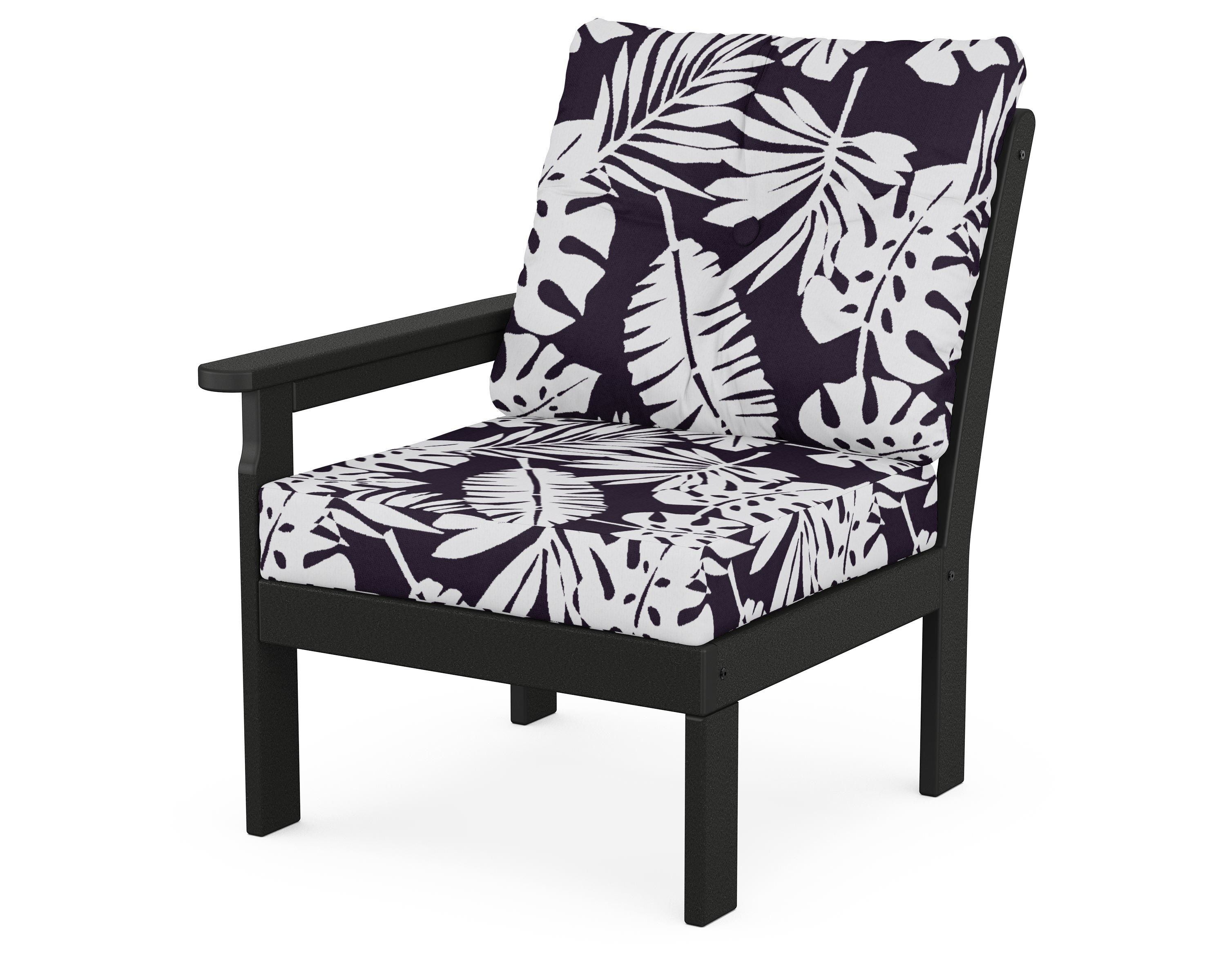 POLYWOOD® Vineyard Modular Left Arm Chair in Black / Leaf Navy