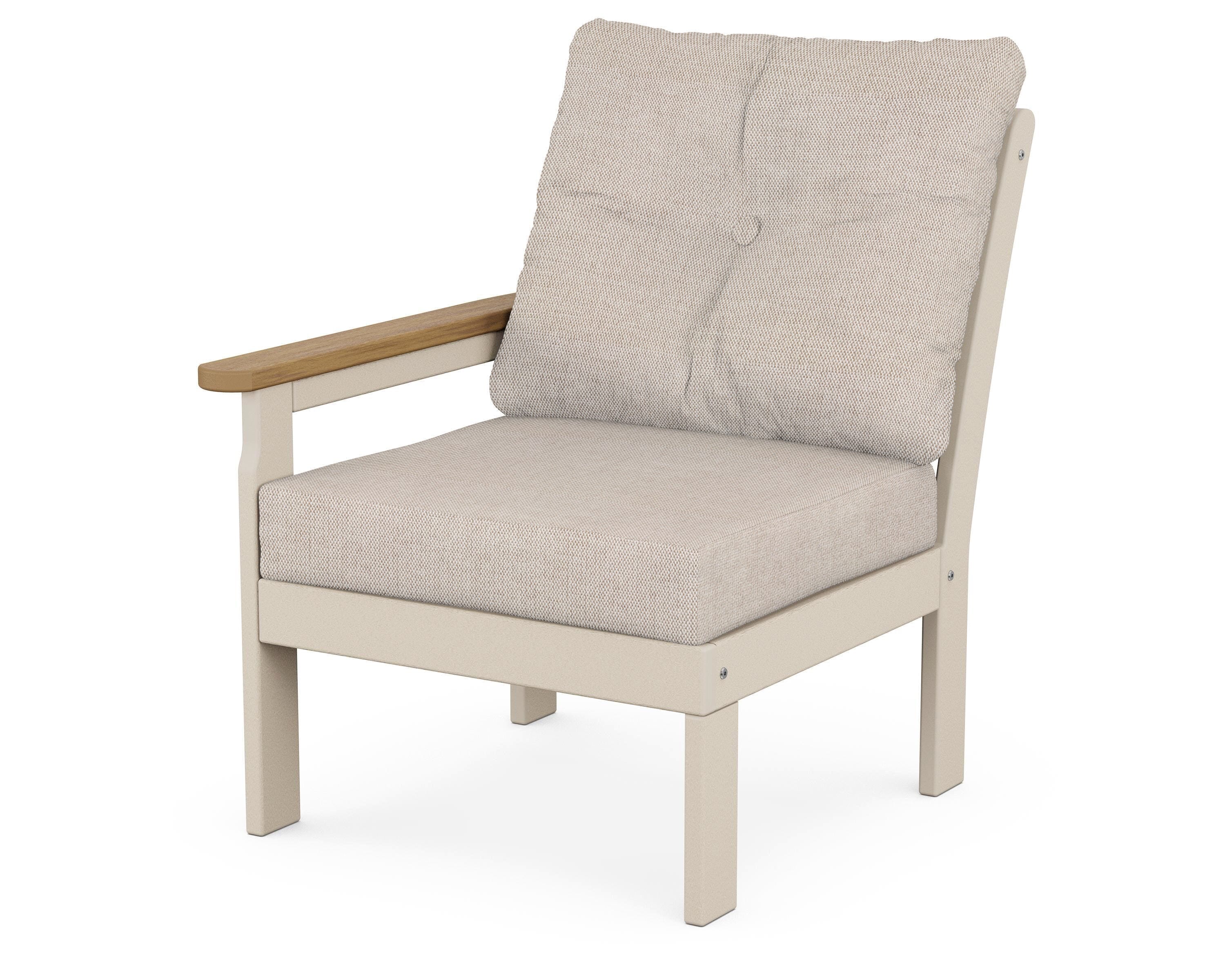 POLYWOOD® Vineyard Modular Left Arm Chair in Sand / Natural / Blend Linen