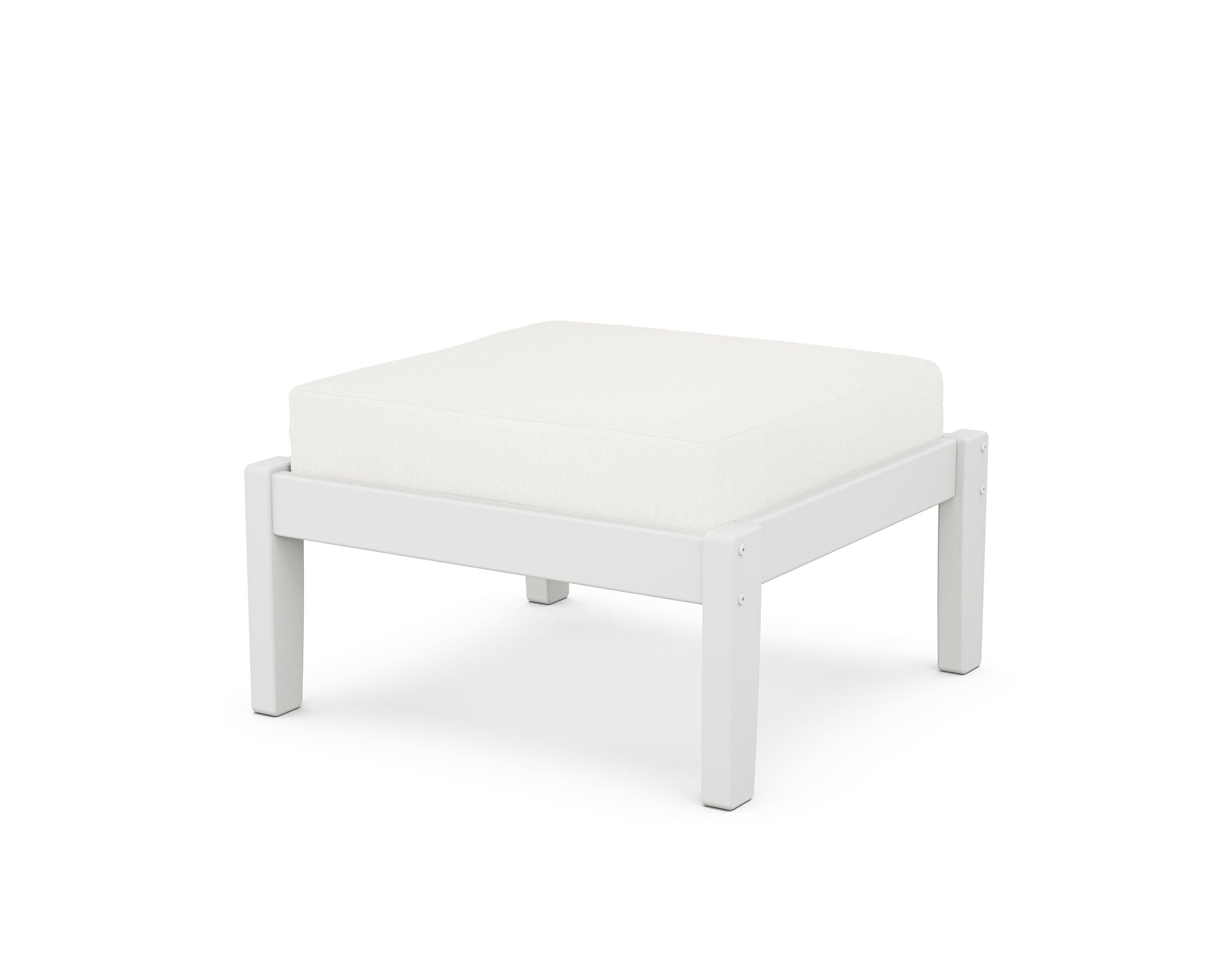 Unbranded Deep Seating Ottoman in White / Natural Linen