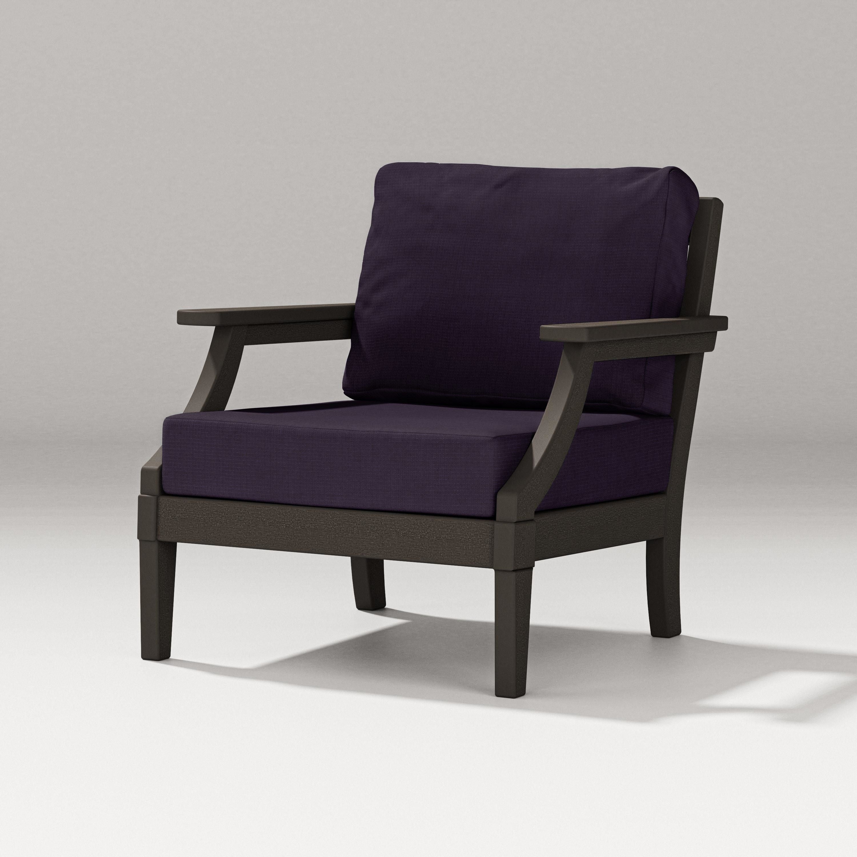 PW Designer Series Estate Lounge Chair in Vintage Coffee / Navy Linen