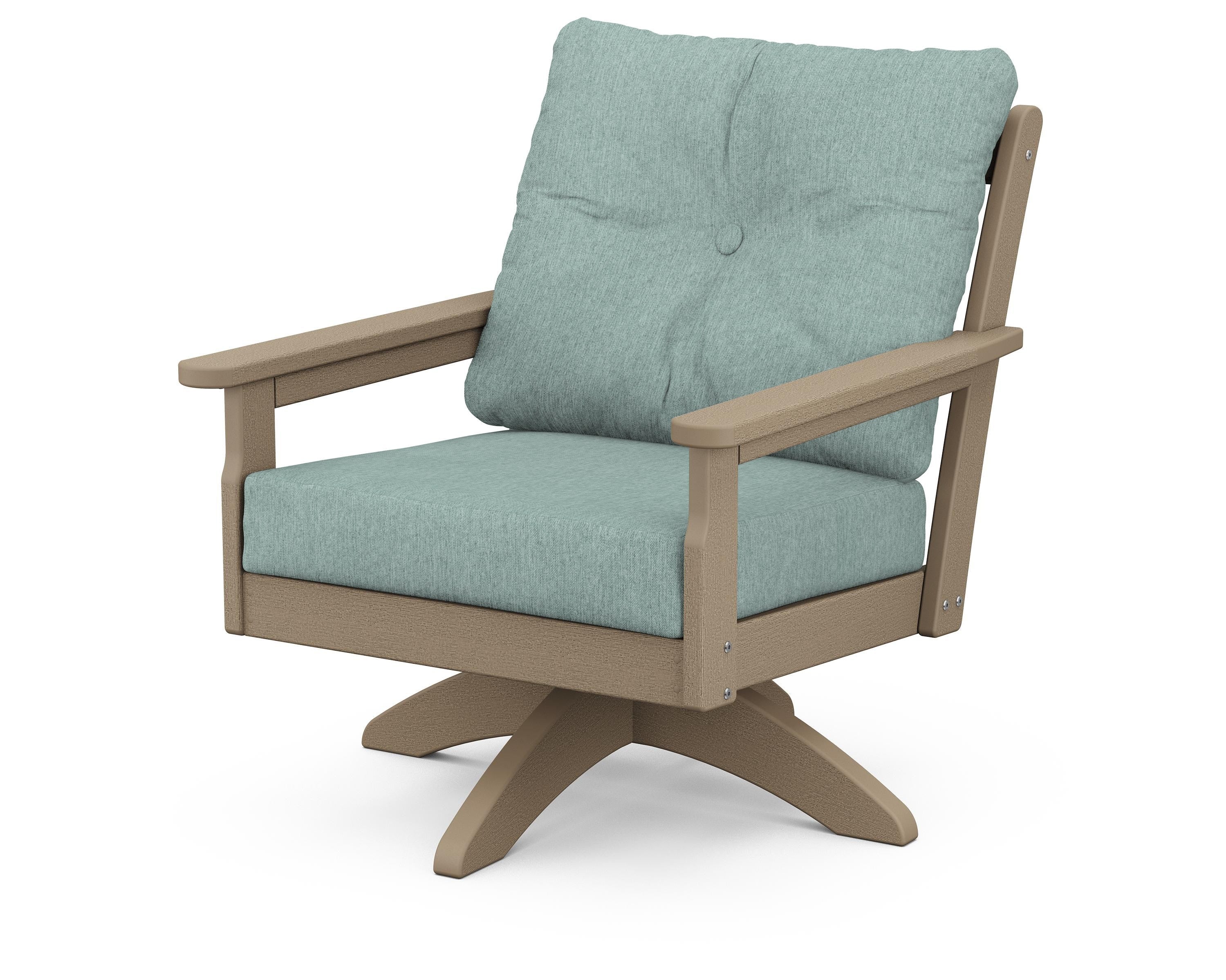 POLYWOOD® Vineyard Deep Seating Swivel Chair in Vintage Sahara / Glacier Spa