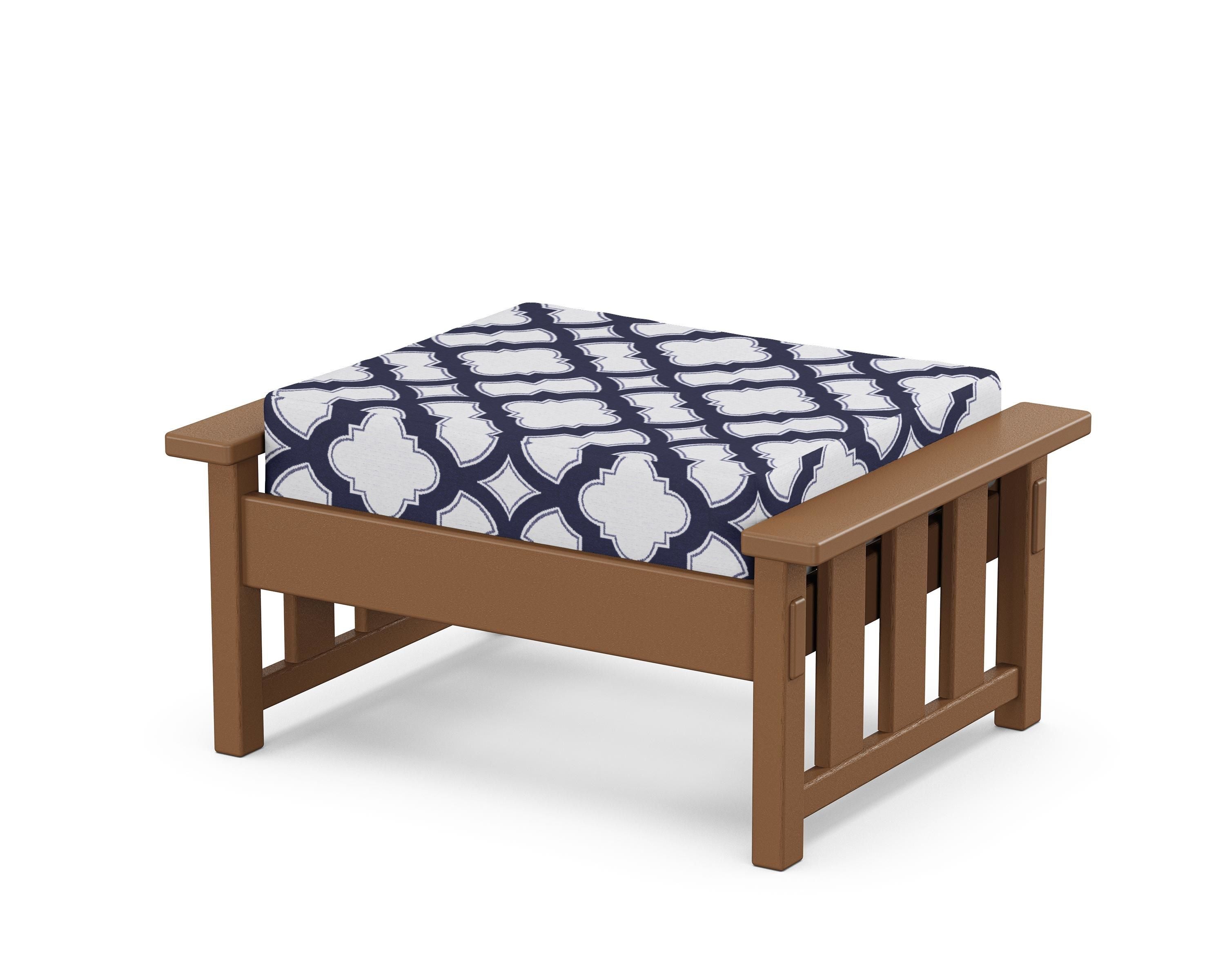 Martha Stewart by POLYWOOD® Acadia Deep Seating Ottoman in Teak / Trellis Navy