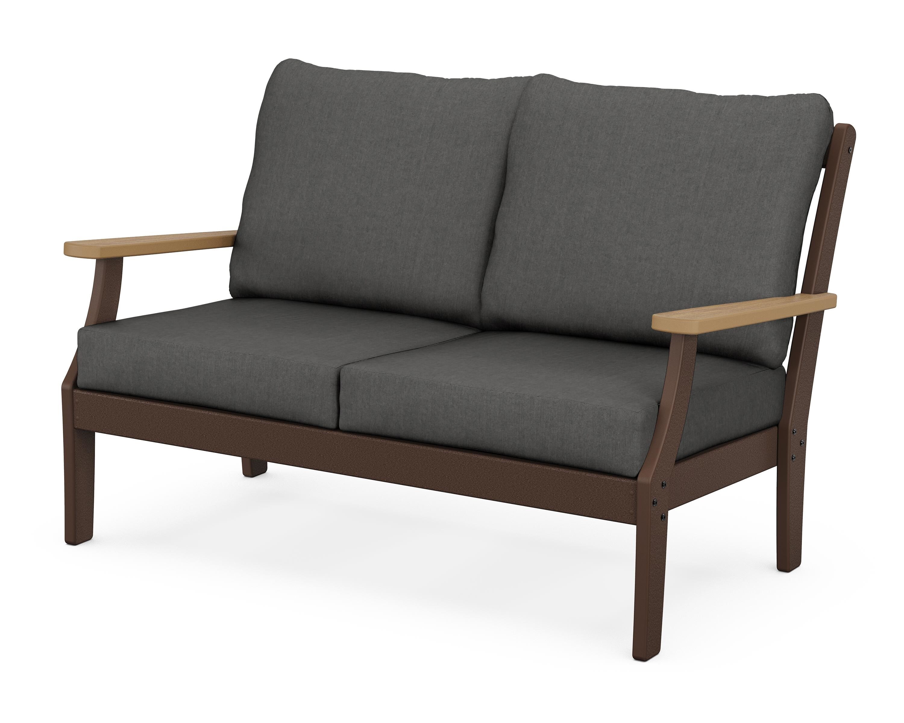 POLYWOOD® Braxton Deep Seating Loveseat in Mahogany / Natural / Spectrum Carbon
