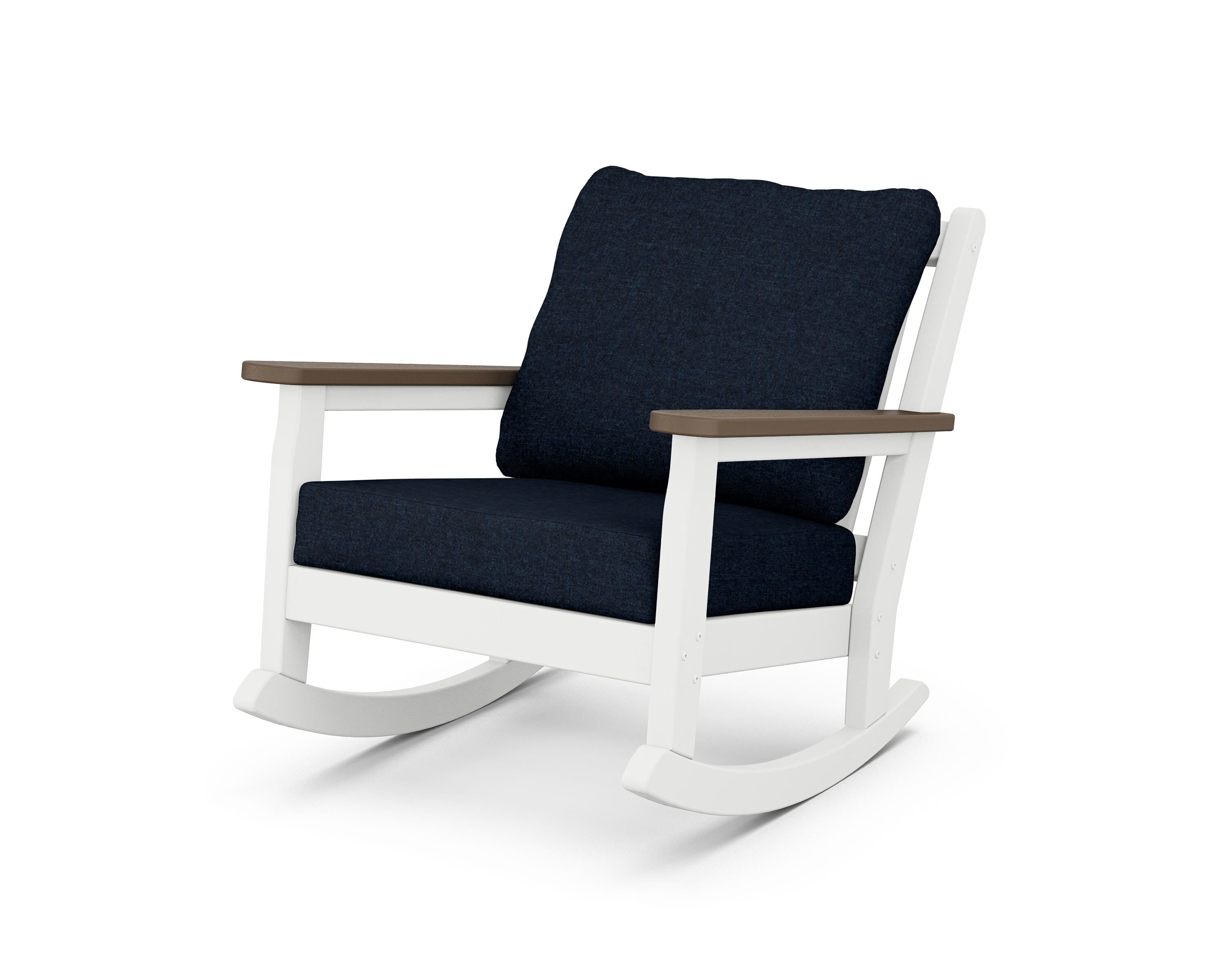 POLYWOOD® Chippendale Deep Seating Rocking Chair in White / Kona / Marine Indigo