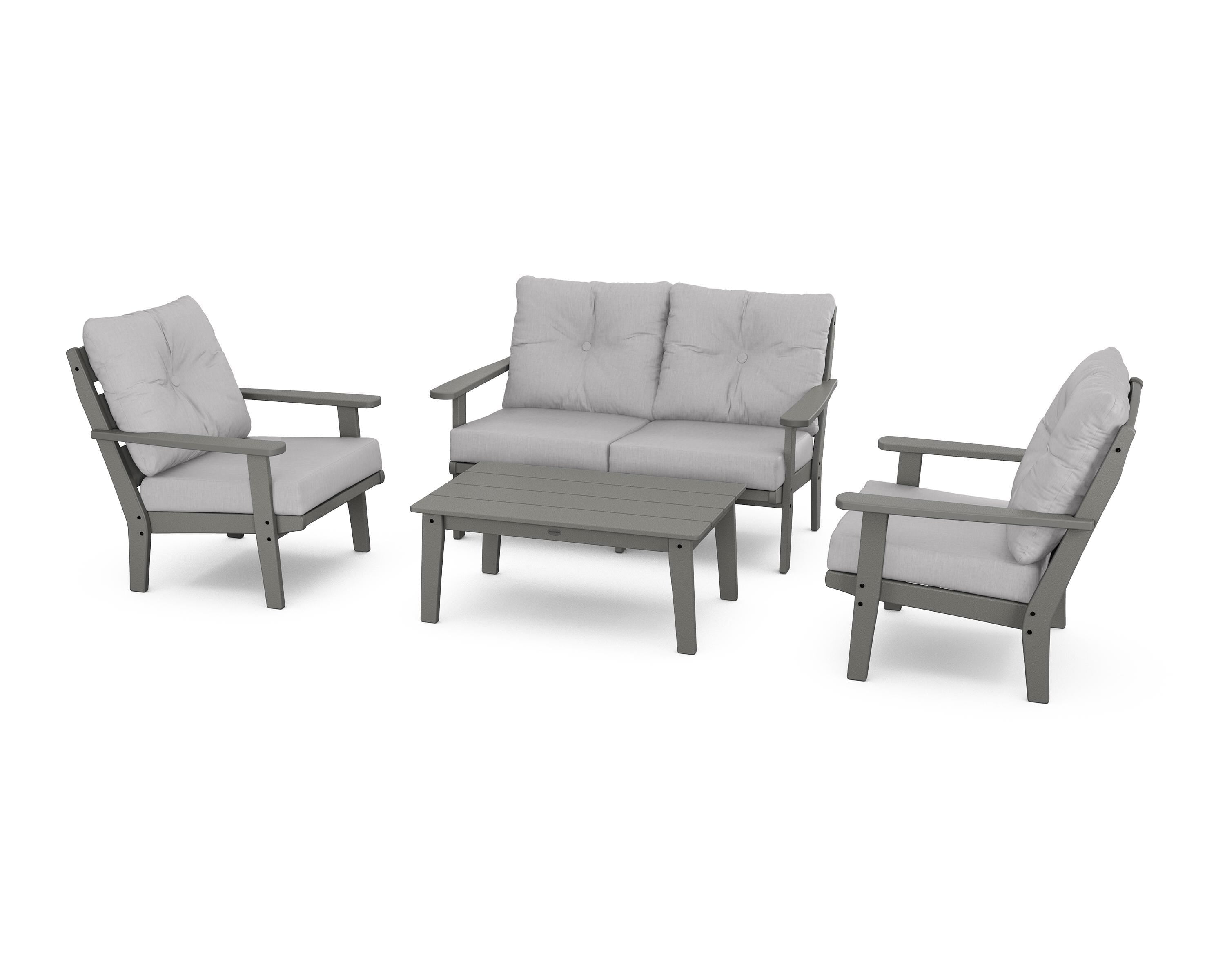 POLYWOOD® Lakeside 4-Piece Deep Seating Set in Slate Grey / Granite