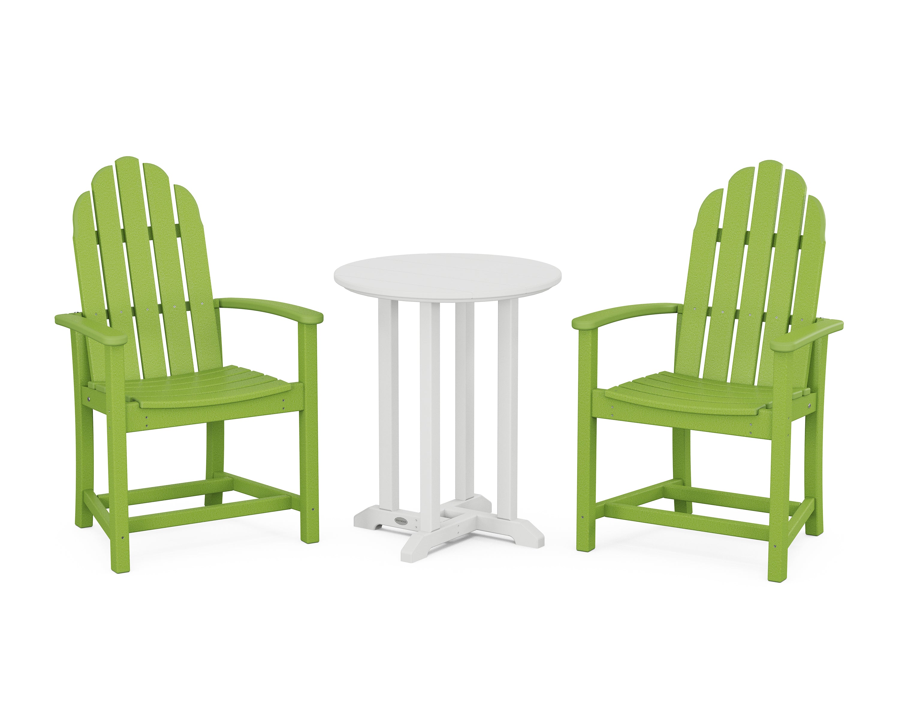 POLYWOOD® Classic Adirondack 3-Piece Round Bistro Dining Set in Lime / White