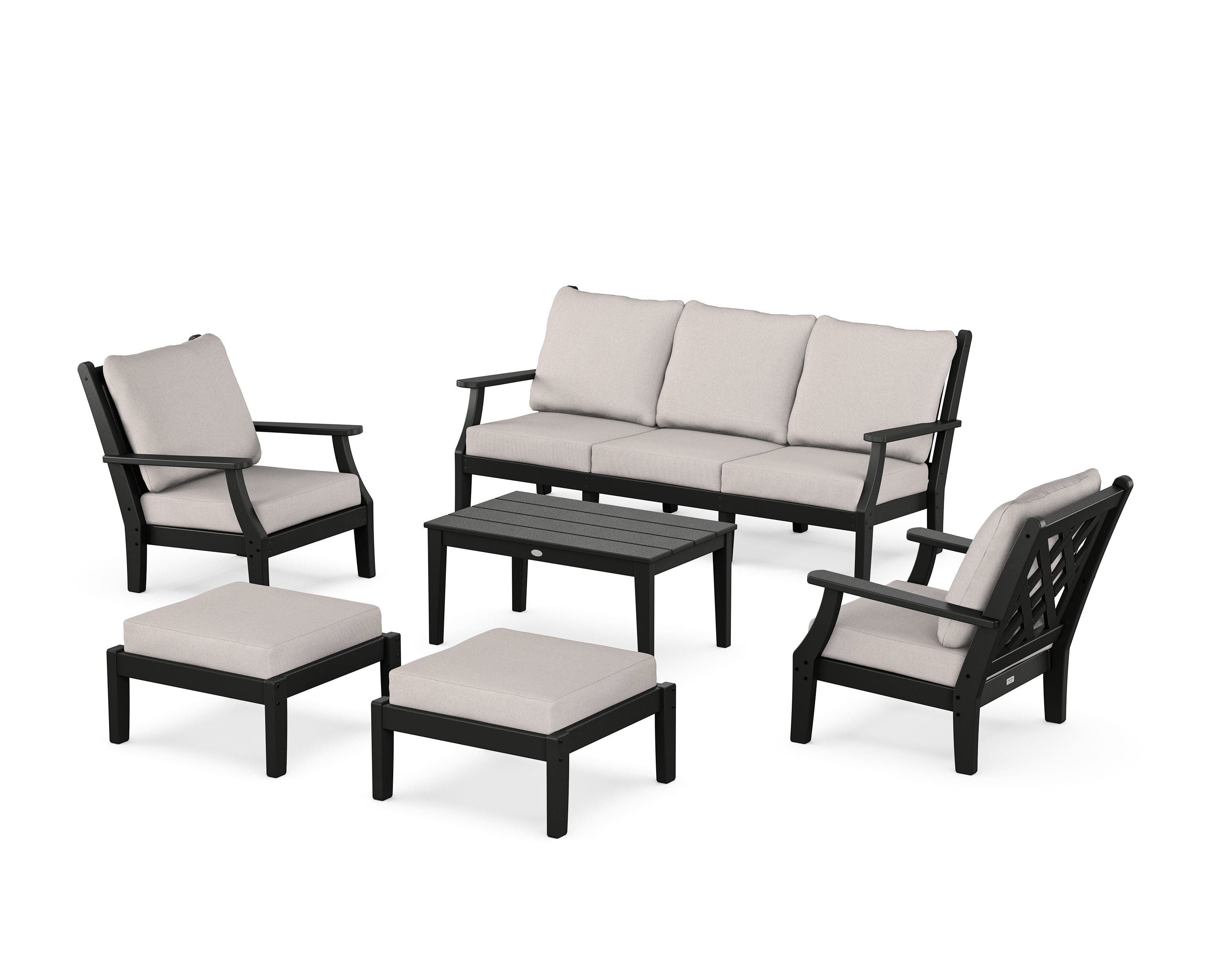 Country Living Wovendale 6-Piece Lounge Sofa Set in Black / Dune Burlap