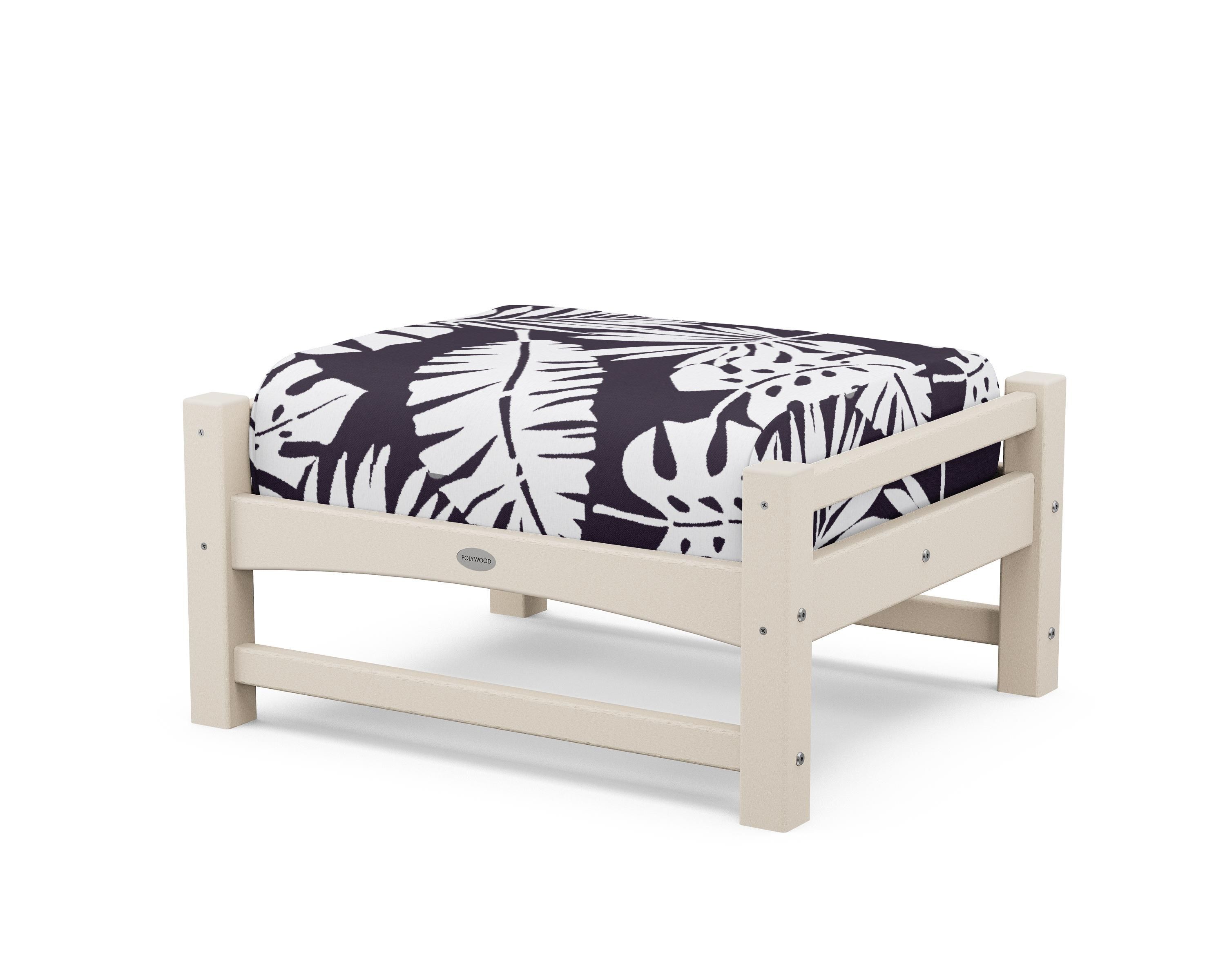 POLYWOOD® Club Ottoman in Sand / Leaf Navy